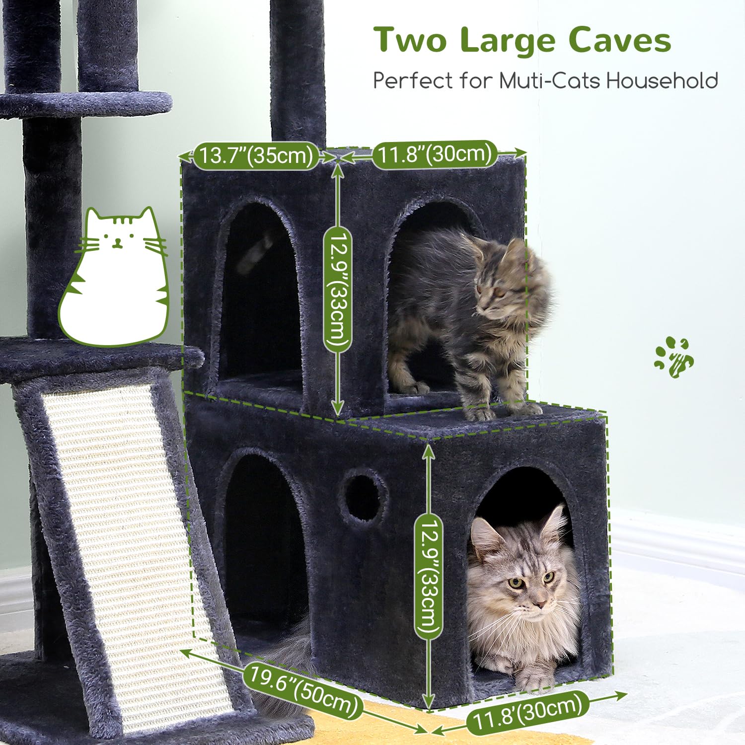 Globlazer F50 Cat Tree Tower for Large Indoor Cats, 50-inch Heavy Duty Cat Tree for Big Cats, Cat Tree House with Extra-Large Pa