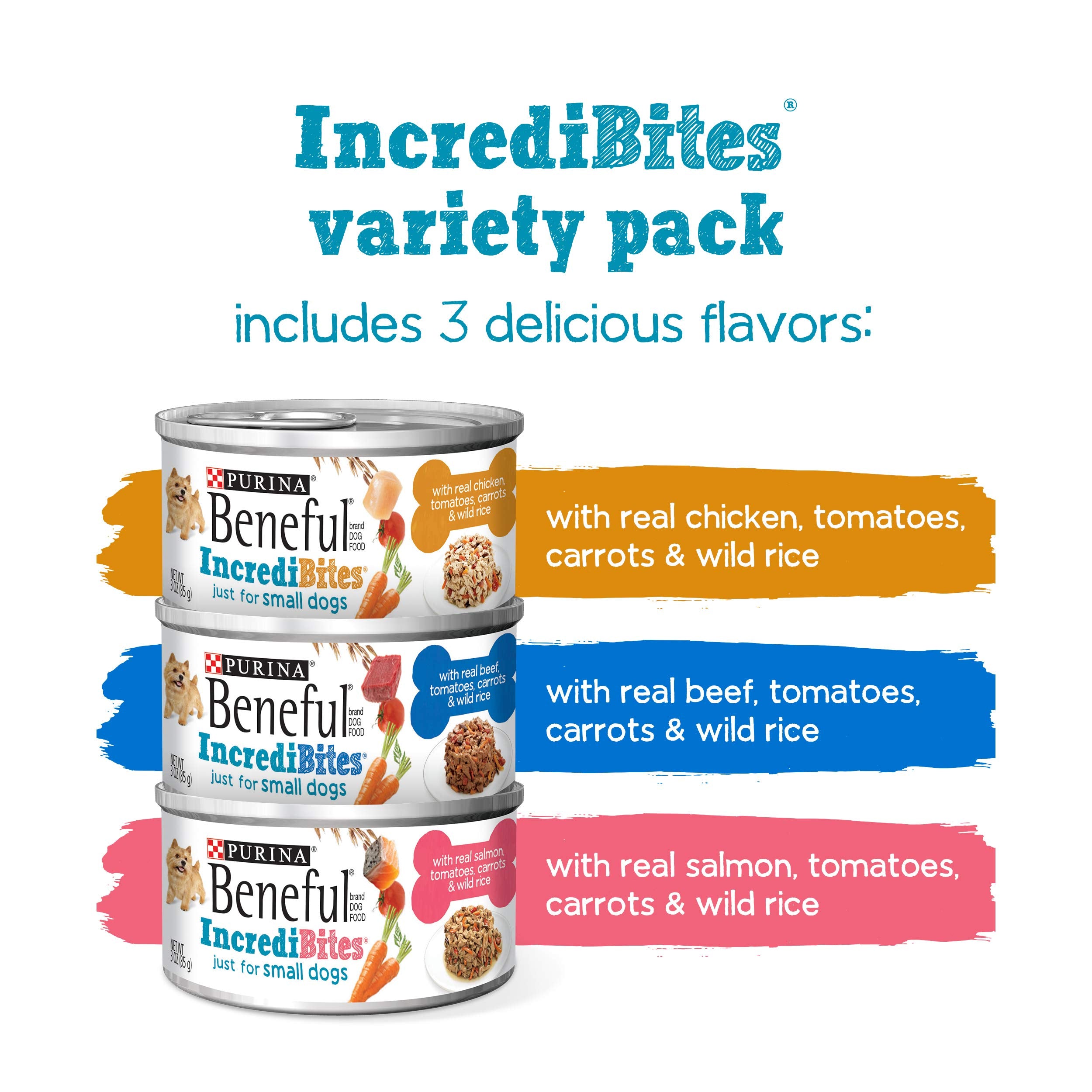 Purina Beneful Small Breed Wet Dog Food Variety Pack, IncrediBites - (2 Packs of 12) 3 oz. Cans