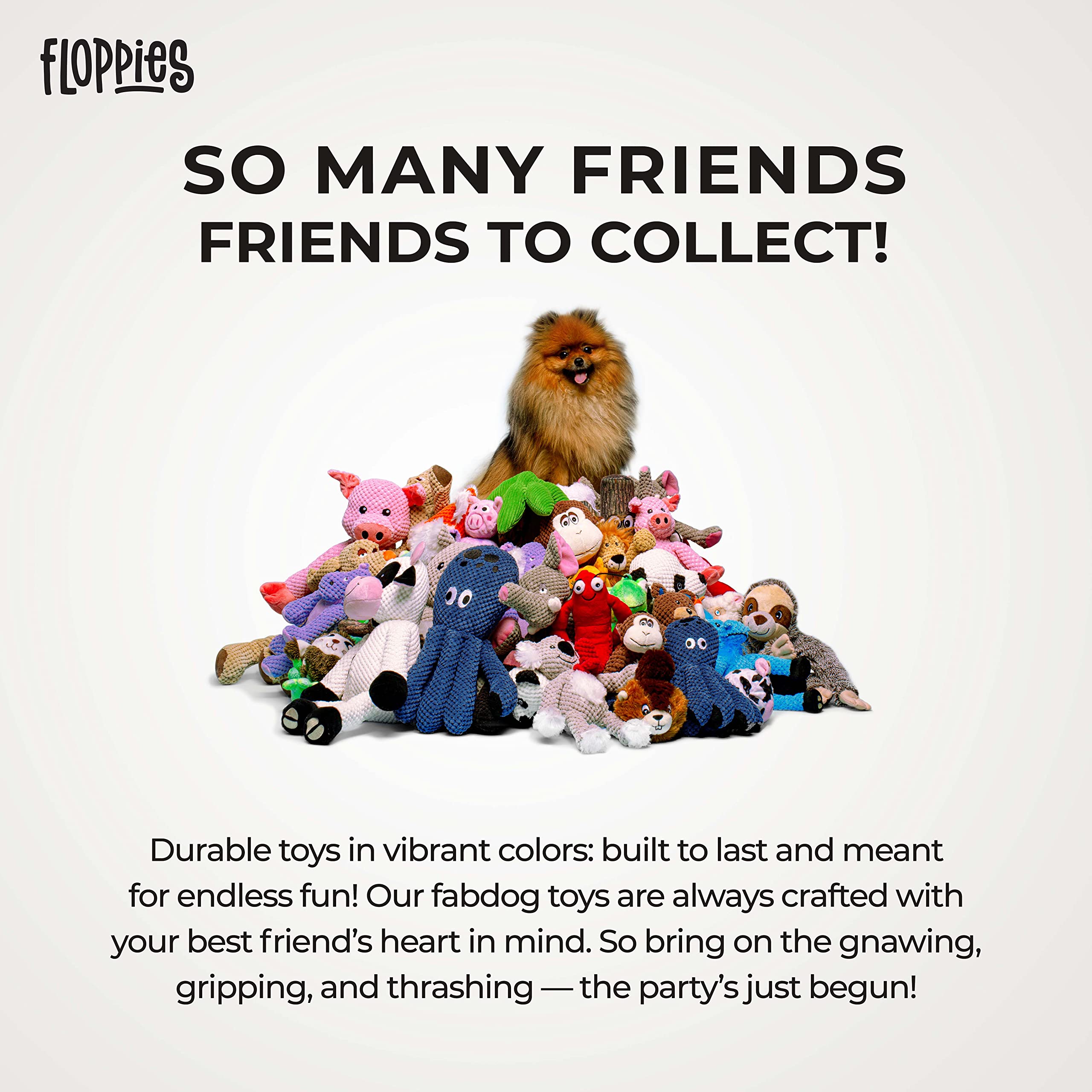 Fabdog Floppies Plush Dog Toys - Cute Holiday-Themed Squeaky Dog Toy - Best Squeak Toy For All Breeds | Ideal Small Skeleton