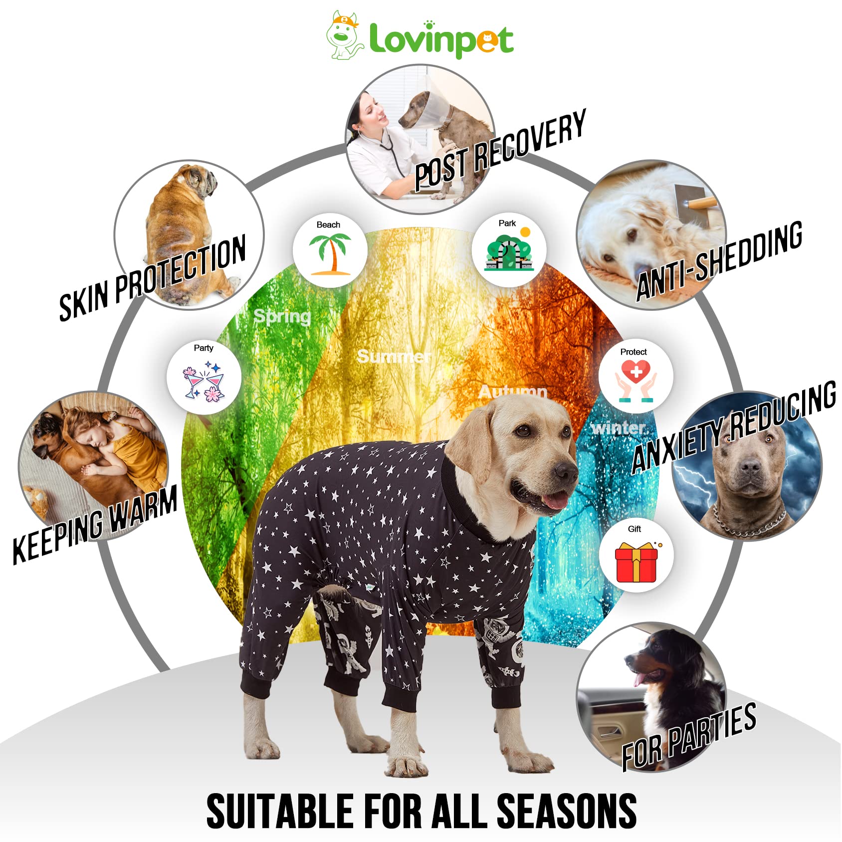 Lovinpet Pjs For Dogs - Large Dogs, Slim Fit, Lightweight Pullover, Astronaut Print, Pitbull/Large Breed Pj'S /3Xl