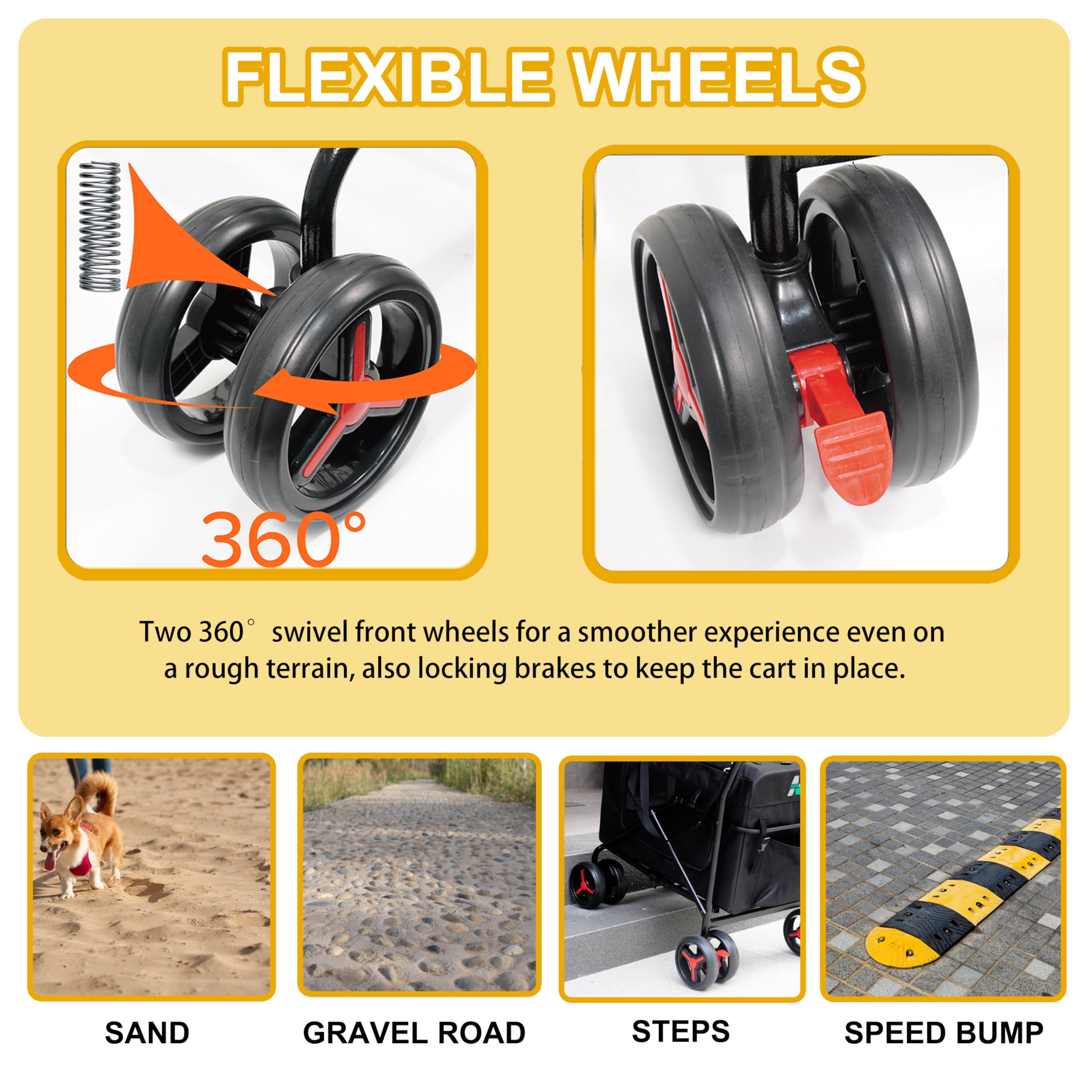 Pet Carrier With 4 Wheels, Detachble,Clean And Replace Pet Basket, Portable And Foldable Pet Travel Stroller For Small/Medium Do