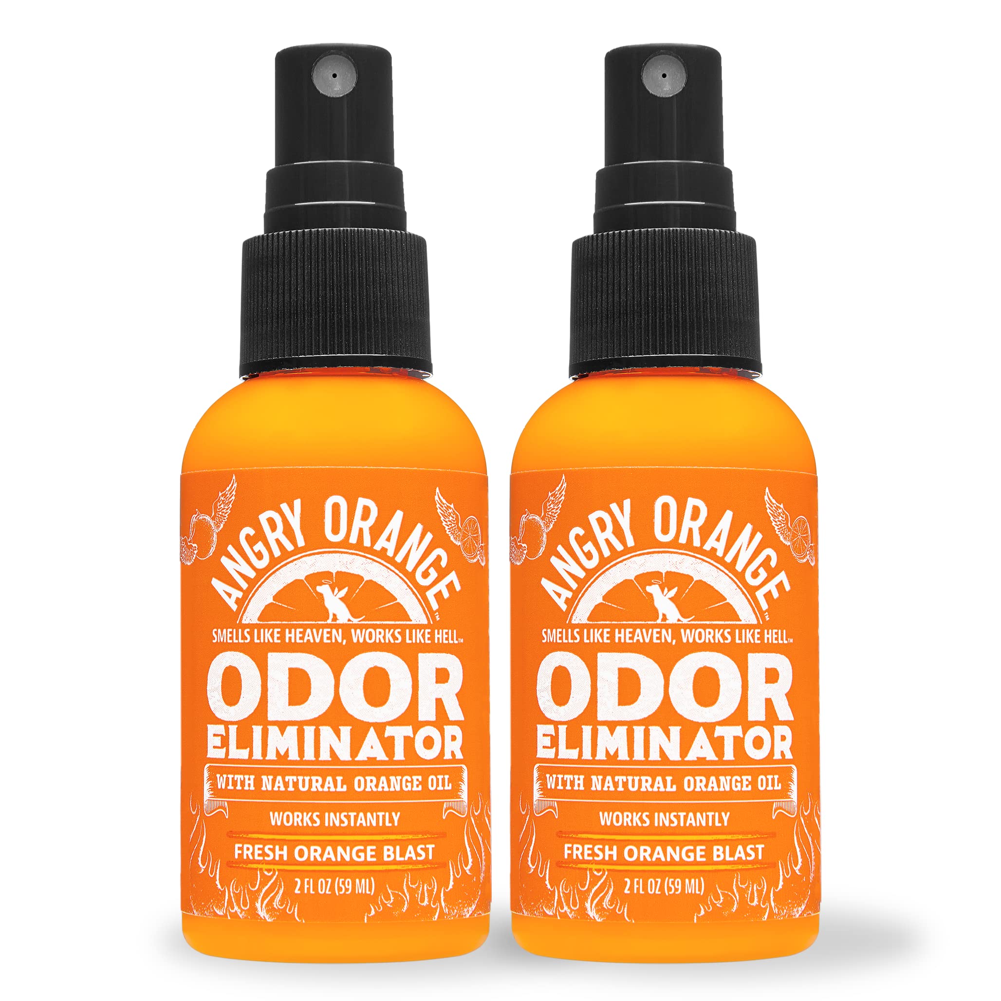 Angry Orange Pet Odor Eliminator Travel And Trial Size For Dog Urine - Citrus - 2 Oz - Portable 2 Pack