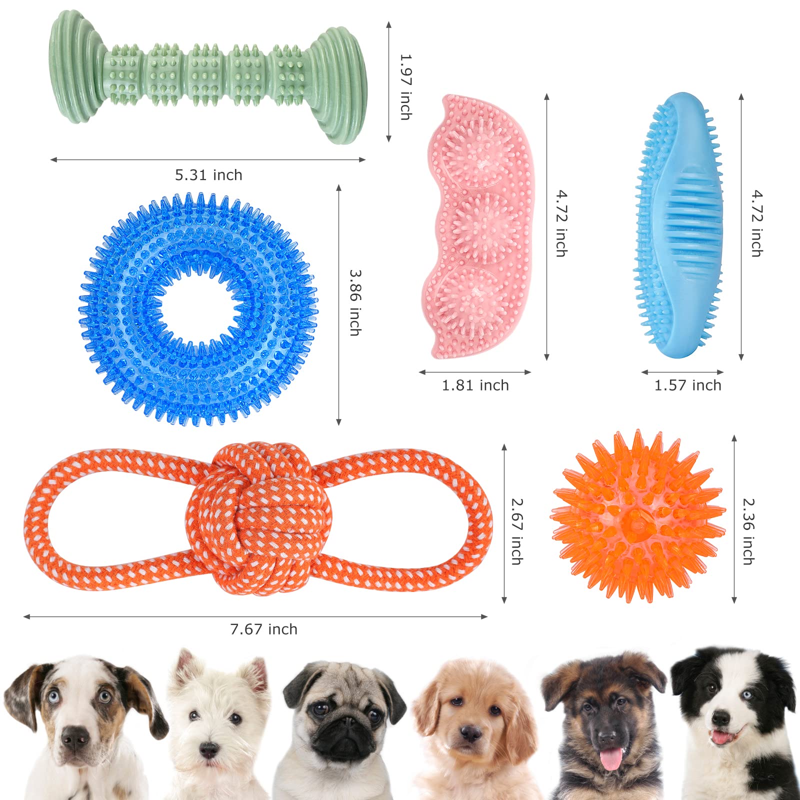 Enzzroa 6 Pack Dog Chew Squeaky Toys For Puppy Teething 2-8 Months Puppies Teething Toys For Small And Medium Dog Soft & Durable
