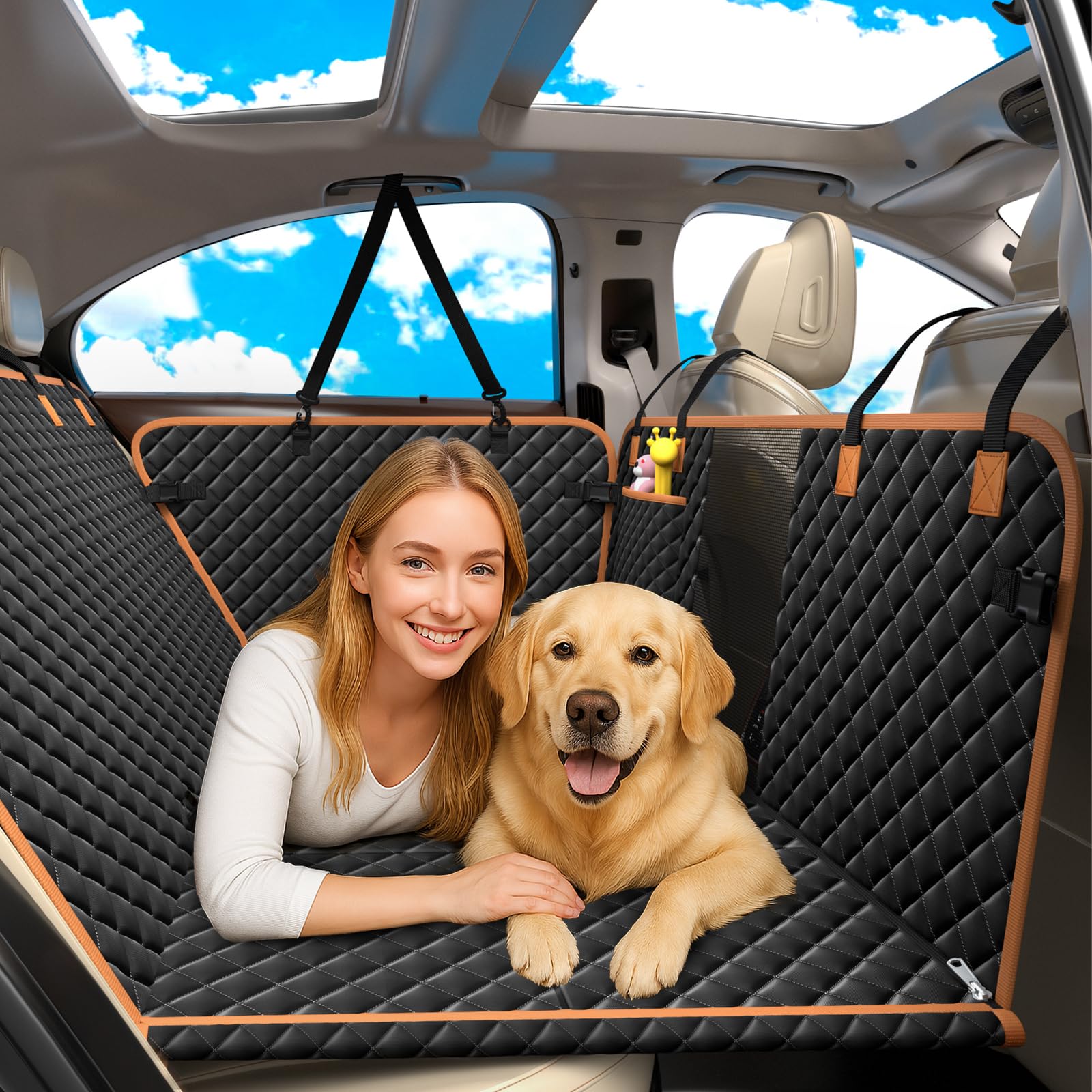 Lekespring Dog Car Seat Cover For Back Seat, Backseat Extender For Dogs Hard Bottom, Car Back Seat Extender For Dogs, Dog Hammoc