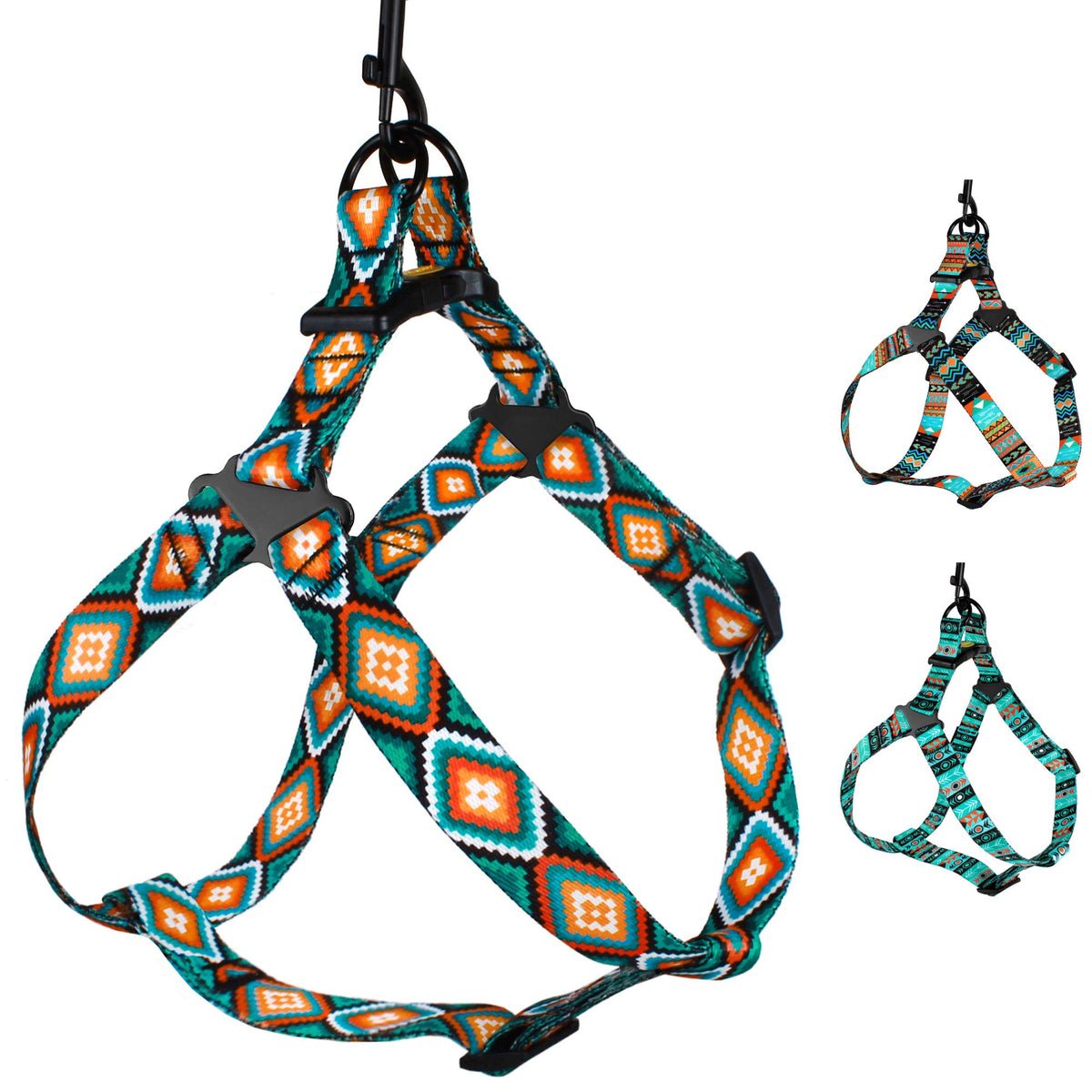 Collardirect Adjustable Dog Harness Tribal Pattern Step-In Small Medium Large, Comfort Harness For Dogs Puppy Outdoor Walking (Pattern 3, Medium)