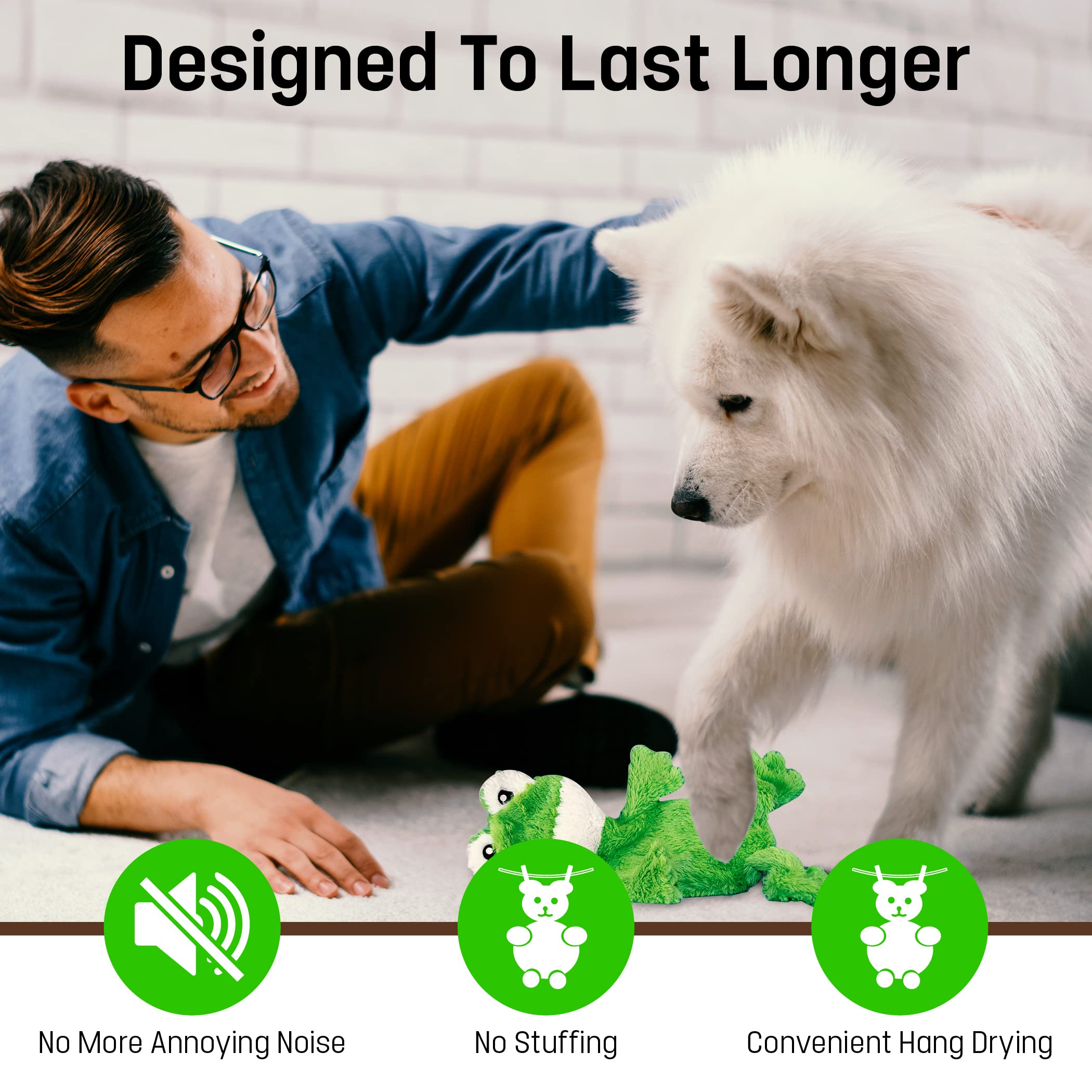 Fga Marketplace Frog Flat No Stuffing No Squeak Plush Dog Toy, Funny Style Will Entertain Your Dog For Hours, Recommended For Small And Medium Dog 21 Inch Long