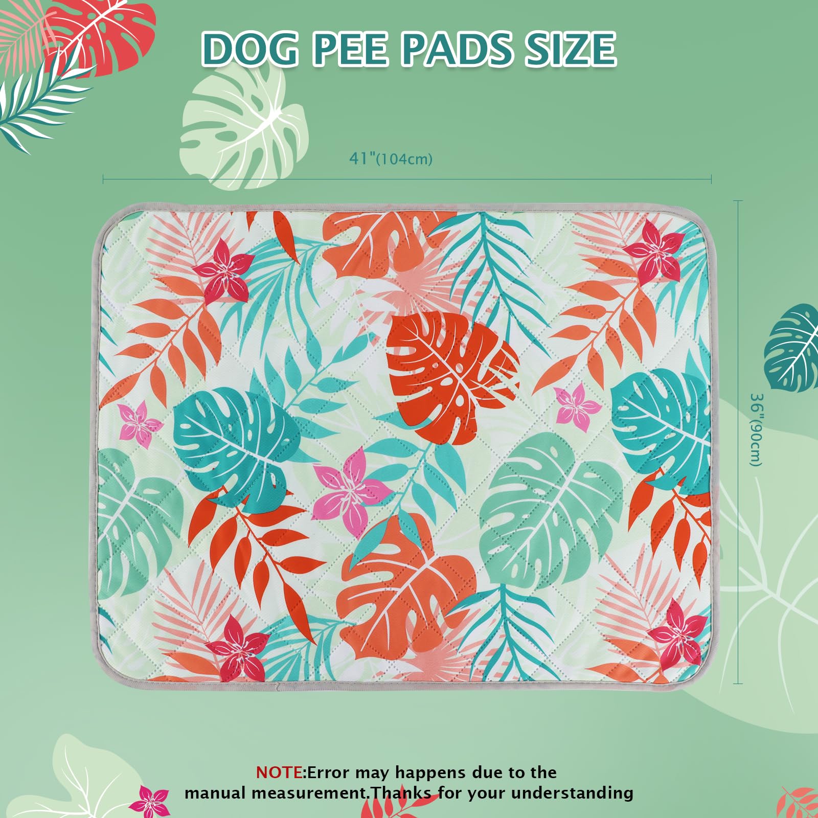 Bvagss Washable Pee Pads For Dogs, 2 Pack Reusable Leakproof Puppy Wee Wee, Non-Slip Waterproof Pet Training, Super Absorbent Wh