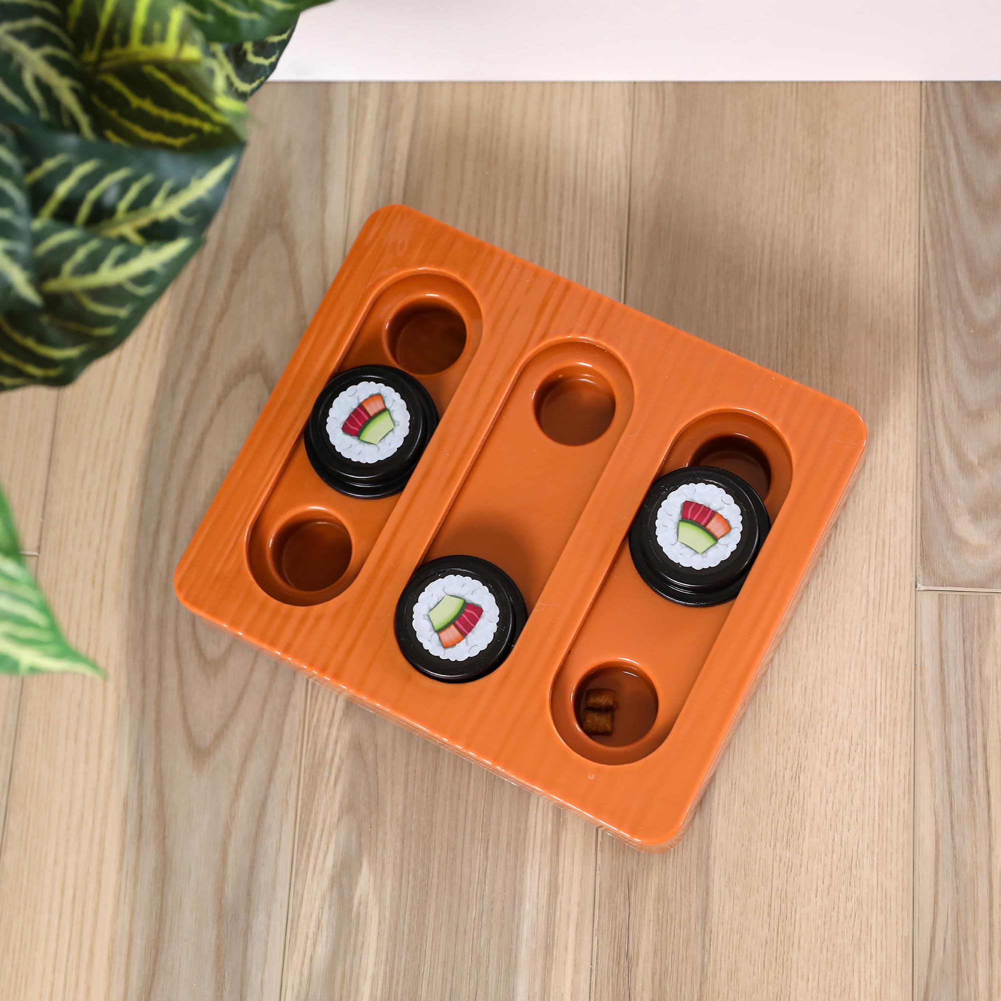 Quirky Kitty Sushi Hunter Bento Box Puzzle - Interactive Treat Puzzle Toy with Catnip Packet for Mental Engagement and Slow Feed