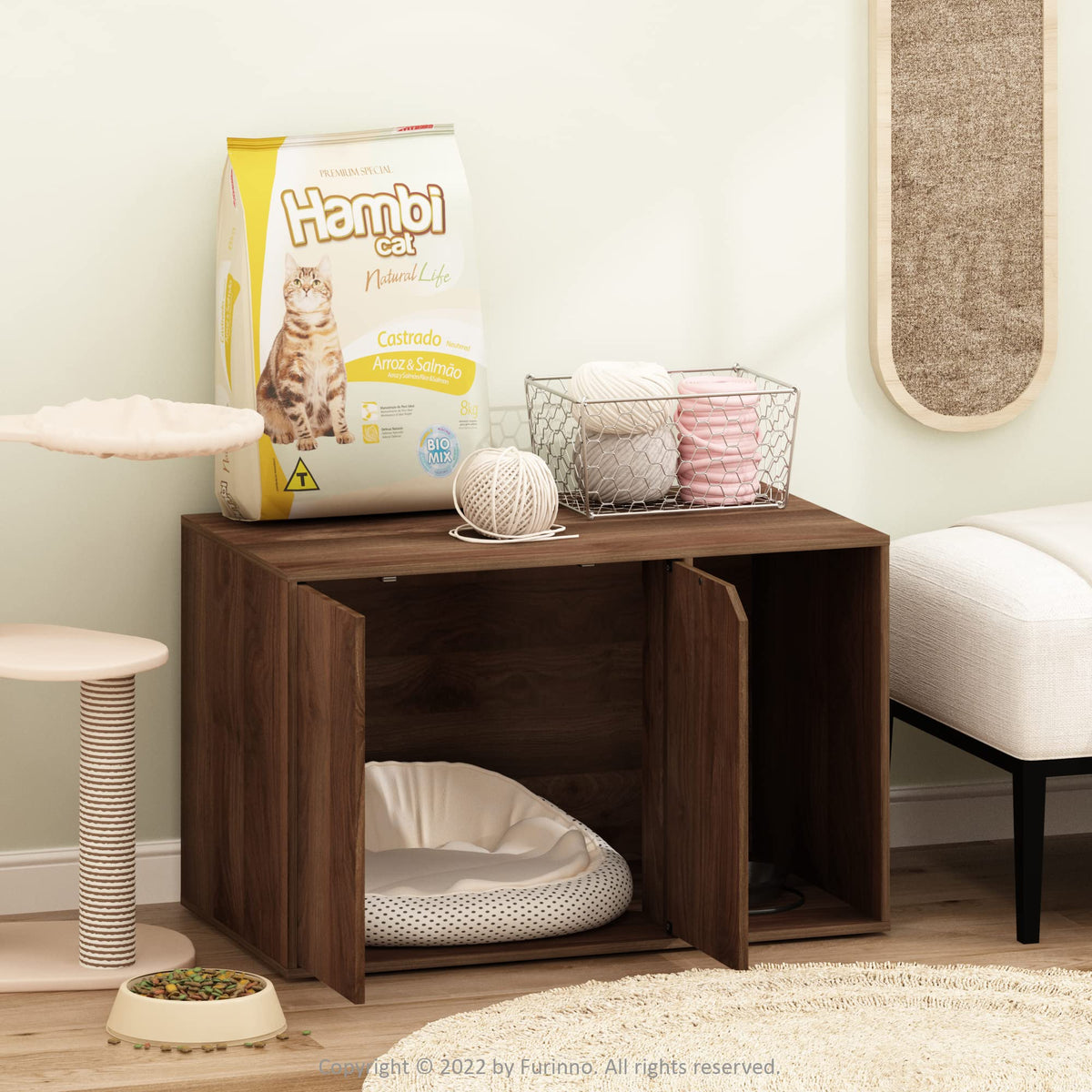 Furinno Peli Litter Box Enclosure, Columbia Walnut – Petocart