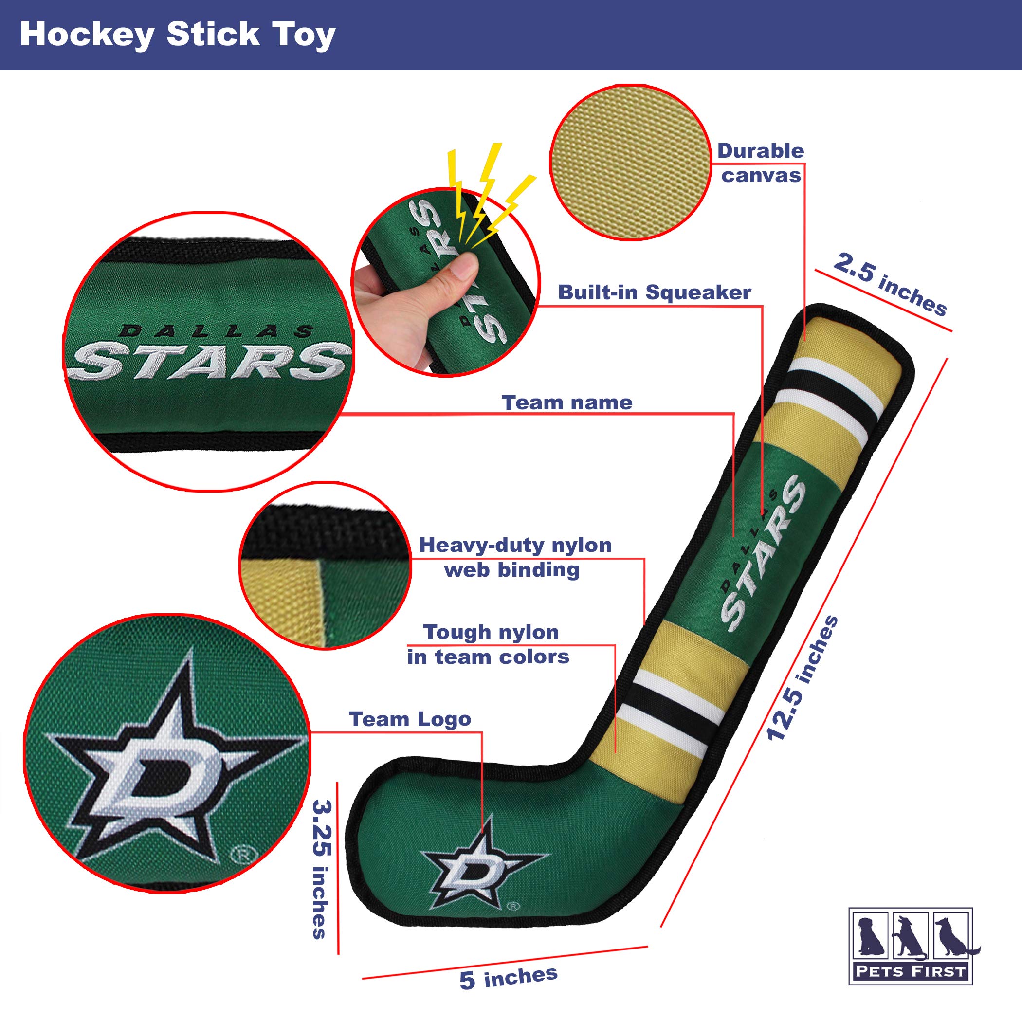 Pets First Nhl Dallas Stars Stick Toy For Dogs & Cats. Play Hockey With Your Pet With This Licensed Dog Tough Toy Reward!