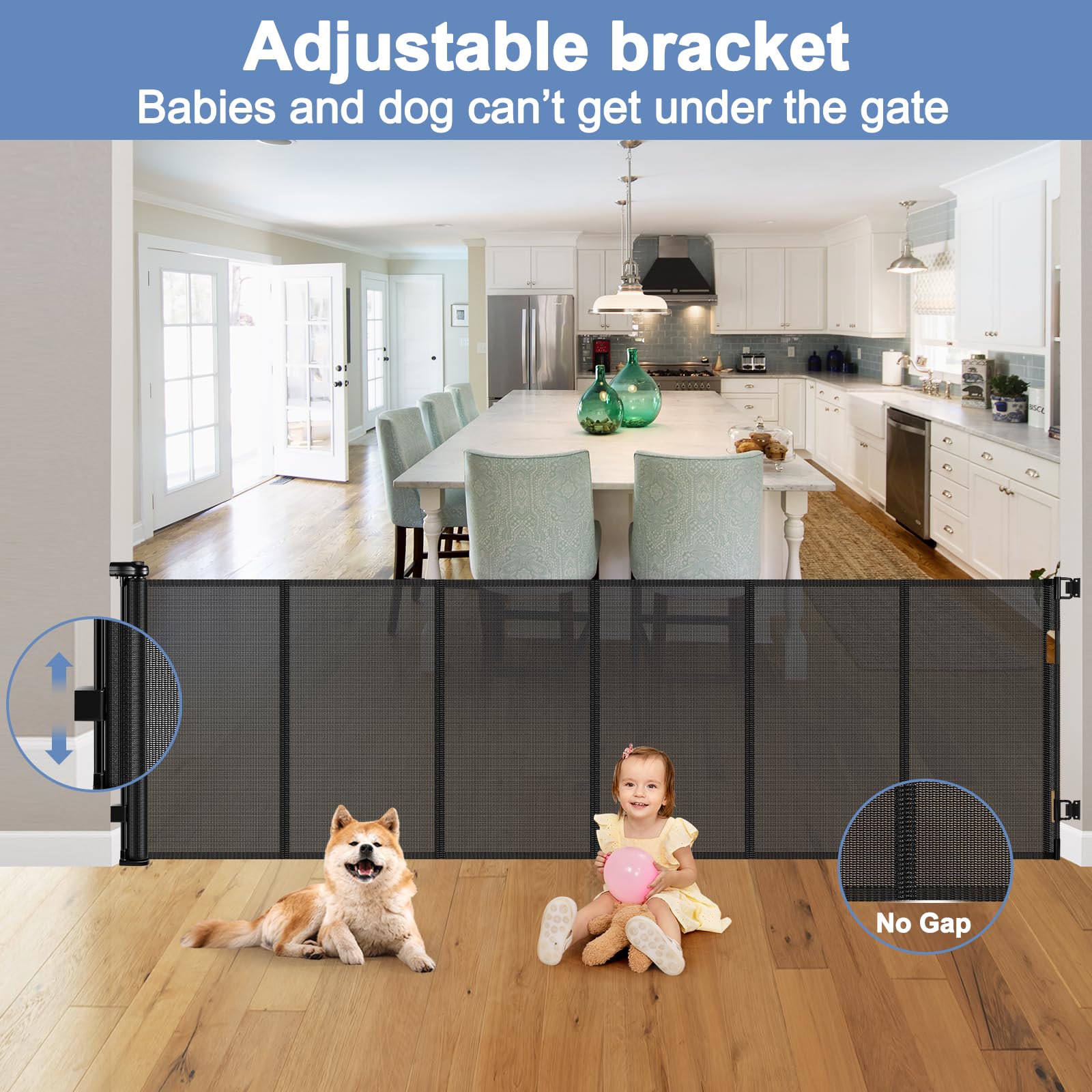 Reinforced 90 Inch Retractable Baby Gates Extra Wide Baby Gate With Reinforced Strips Retractable Dog Gate For The House Extra Wide Outdoor Retractable Gate Extra Long Baby Gate For Large Openings