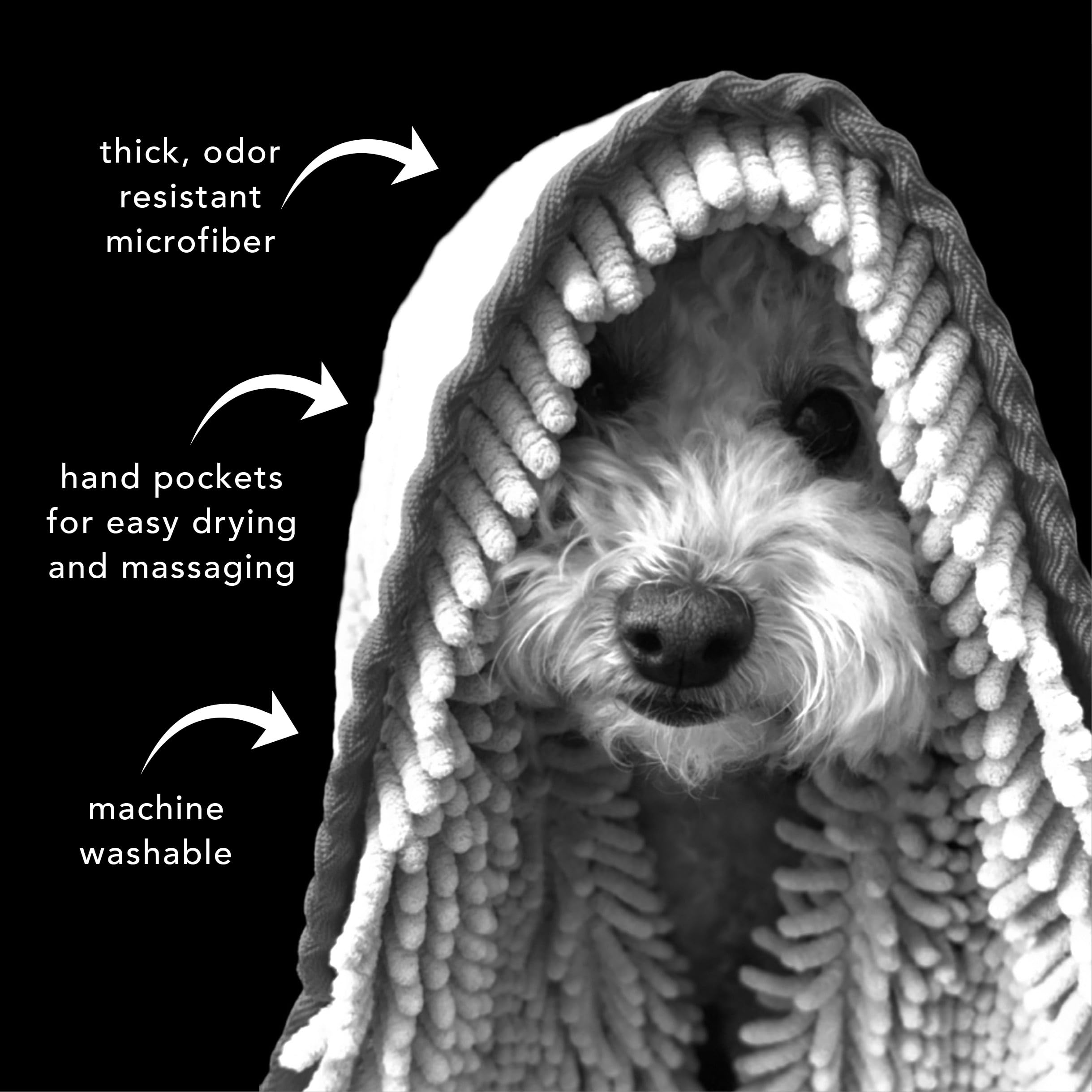 Pride And Groom The Towel – Thick, Soft, Super Absorbent Microfiber Towel For Dogs & Pets That Is Quick Drying, Holds 7 Times Its Weight In Water And Has Dual Pockets For Your Hands