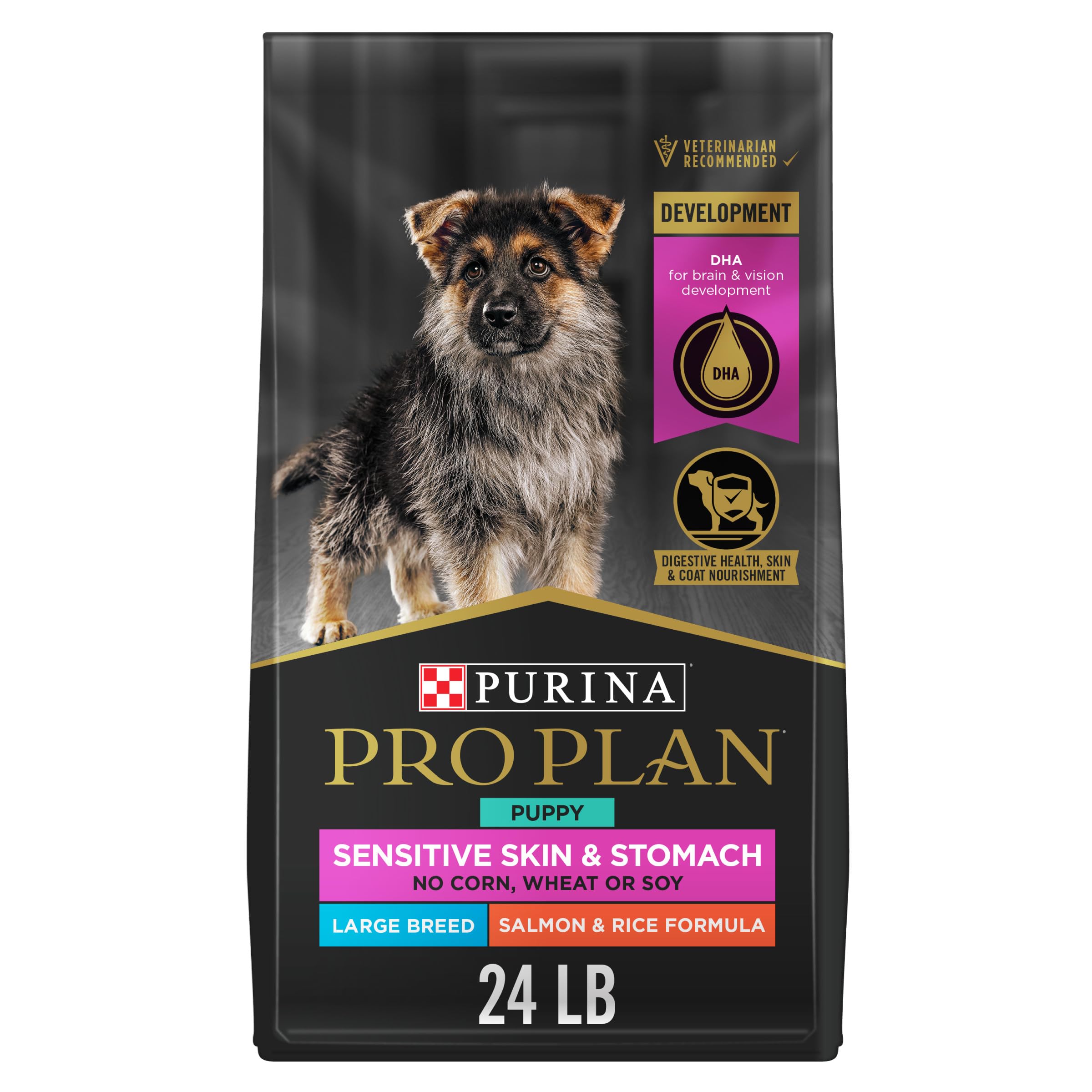 Purina Pro Plan Sensitive Skin and Stomach Large Breed Puppy Food Salmon and Rice Formula - 24 lb. Bag
