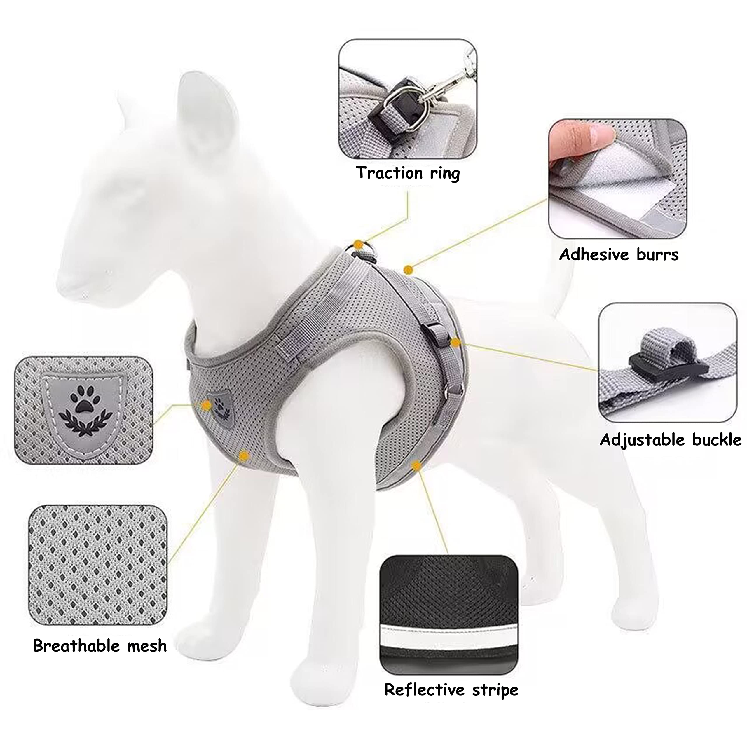 Petbuy Step In Dog Harness And Leash Set,Reflective Adjustable Soft Mesh Breathable Pet Vest Dog Harnesses Set, No Chock No Pull