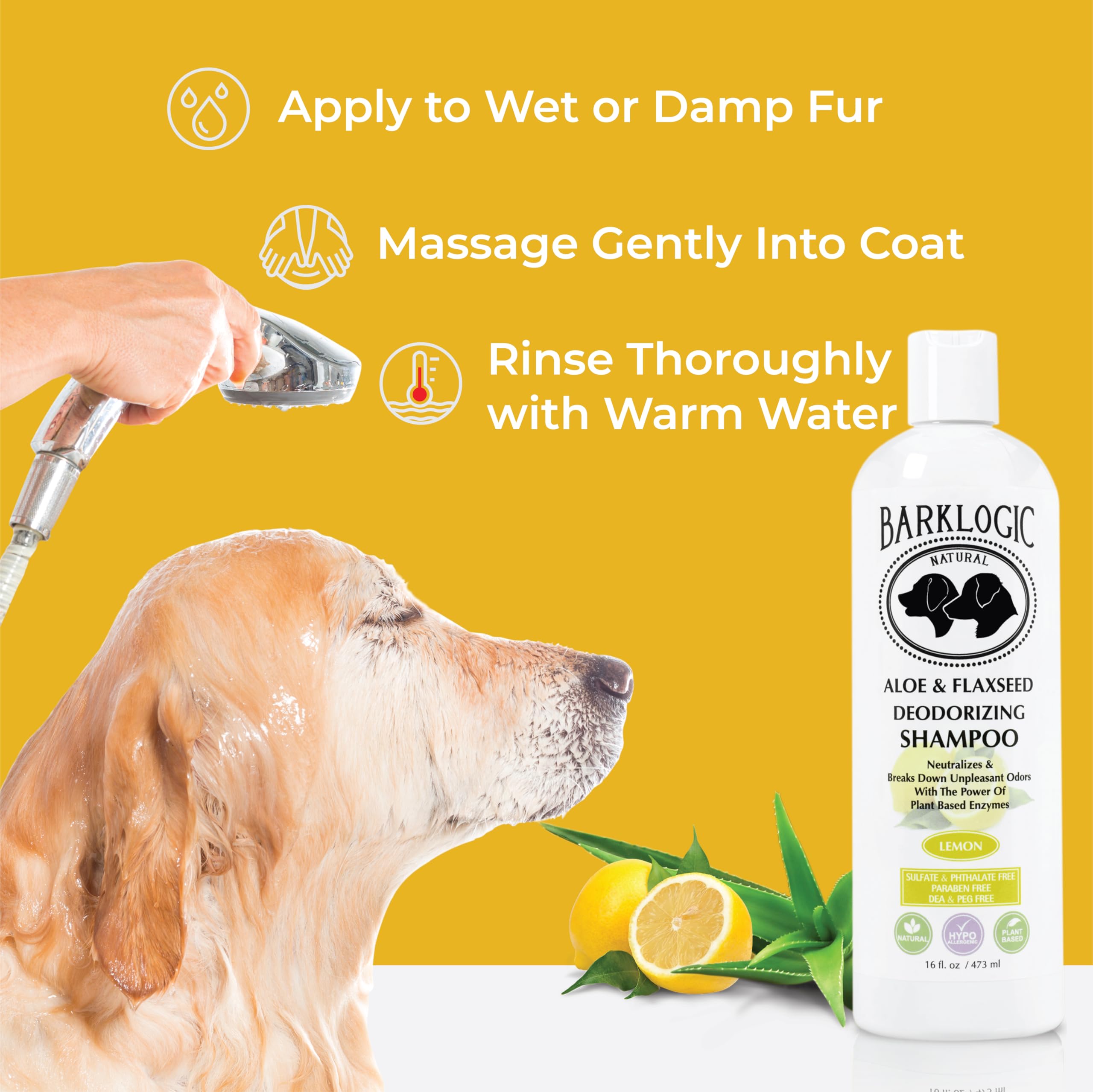 Barklogic Deodorizing Lemon Dog Shampoo - Sulfate Free, No Phthalates, No Parabens, No Peg'S, Made With Naturally Derived Ingred