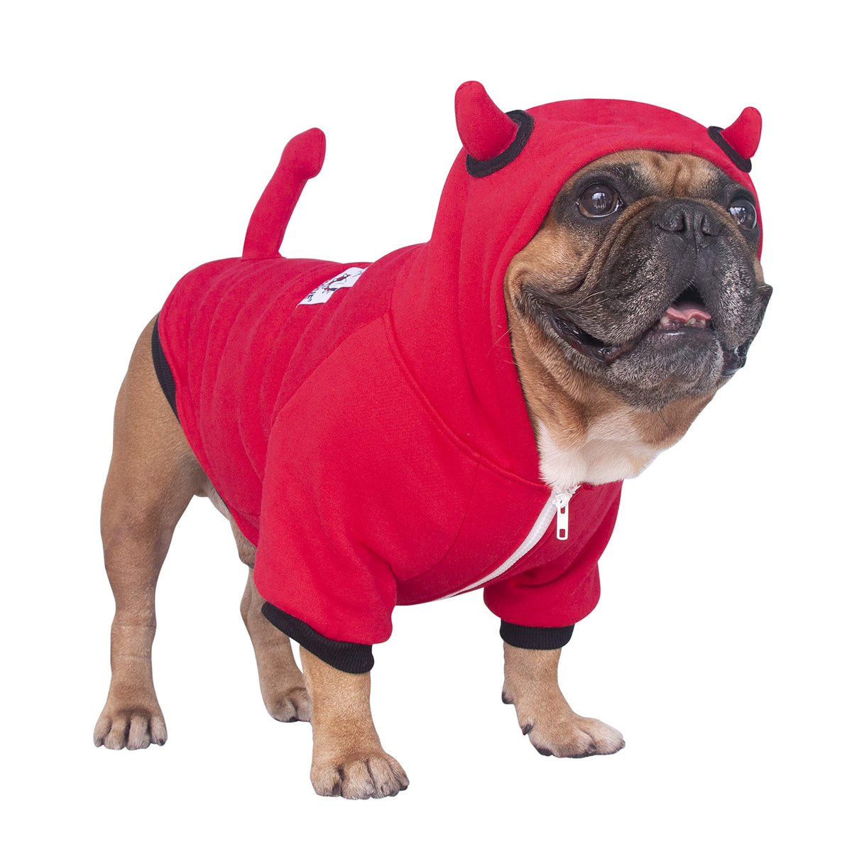 Ichoue Little Devil Dog Halloween Costumes Clothes Sweater Cute Funny For French Bulldog Cold Weather Winter Coats Hoodies Frenchie English Pug Pitbull Corgi Puppy - Red/Small