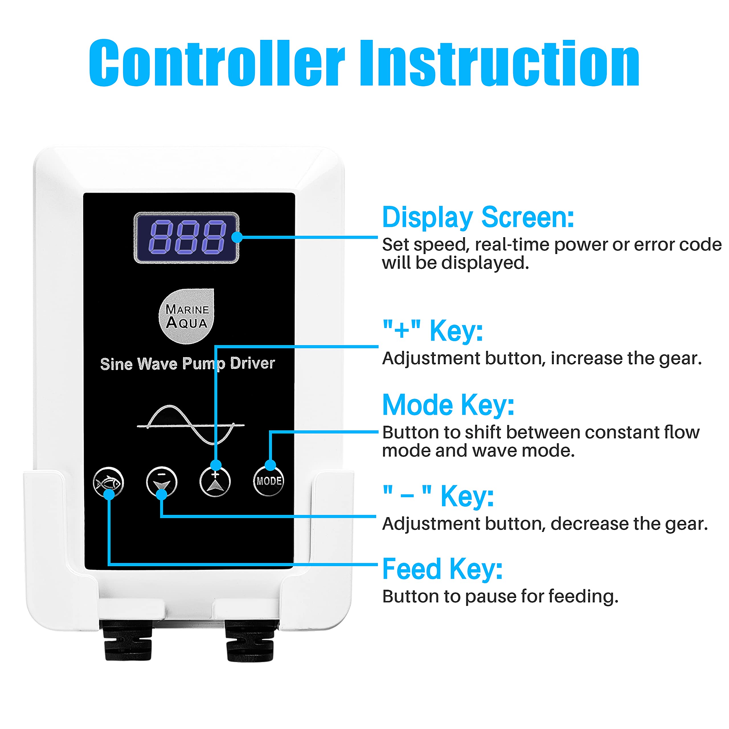 Orlushy dc-9000 Silent Swirl Controllable DC aquarium Pump 60W 2377GPH marine wavemaker 24V return pump with sine wave Controlle