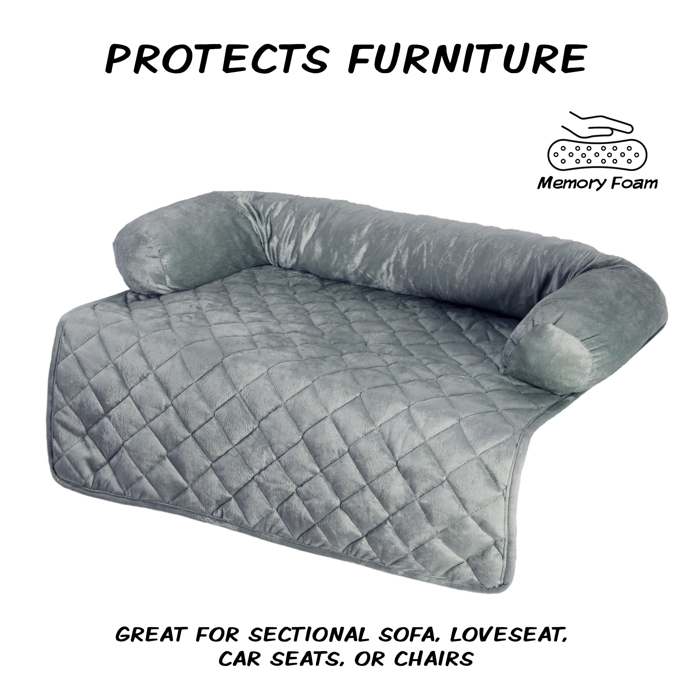 Couch Cover For Dogs - 30X30.5 Water-Resistant Pet Furniture Protector With Memory Foam Bolster And Quilted Fabric - Pet Supplie