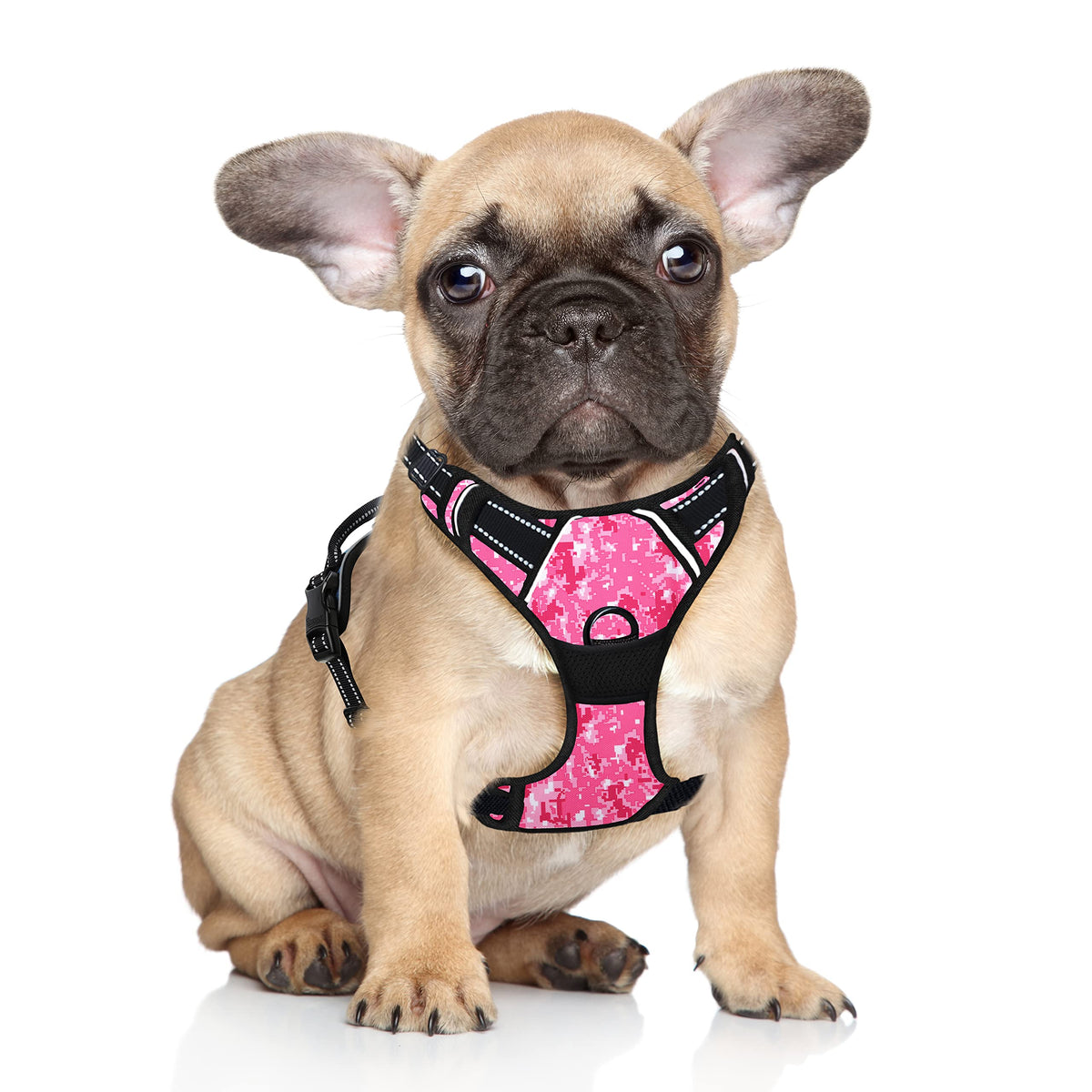 Barkbay No Pull Dog Harness Large Step In Reflective Dog Harness With Front Clip And Easy Control Handle For Walking Training Running(Pink Camo,S)