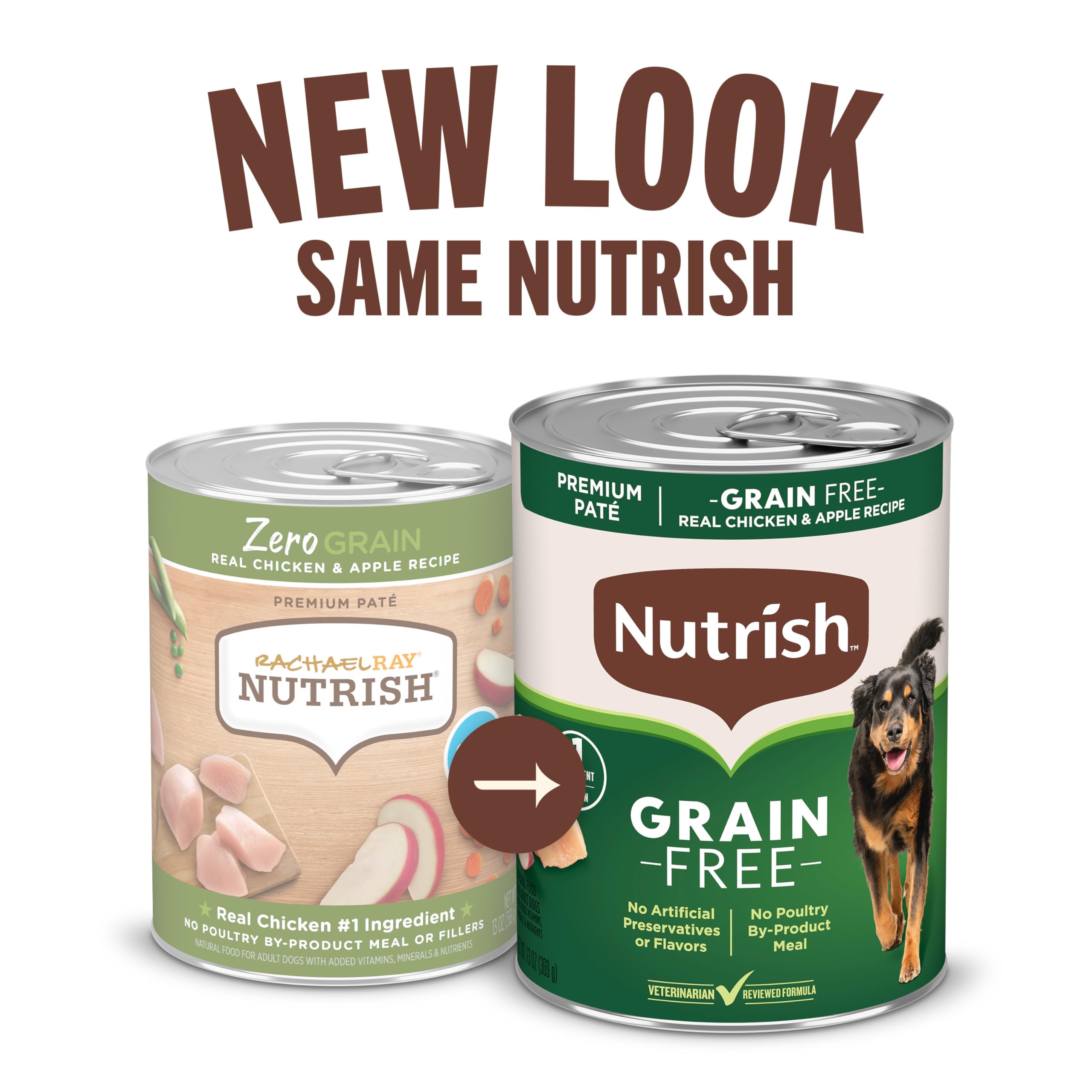 Nutrish Grain Free Real Chicken & Apple Recipe Premium Pat   Wet Dog Food, 13 oz. Can, 12 Count, Packaging May Vary (Rachael Ray