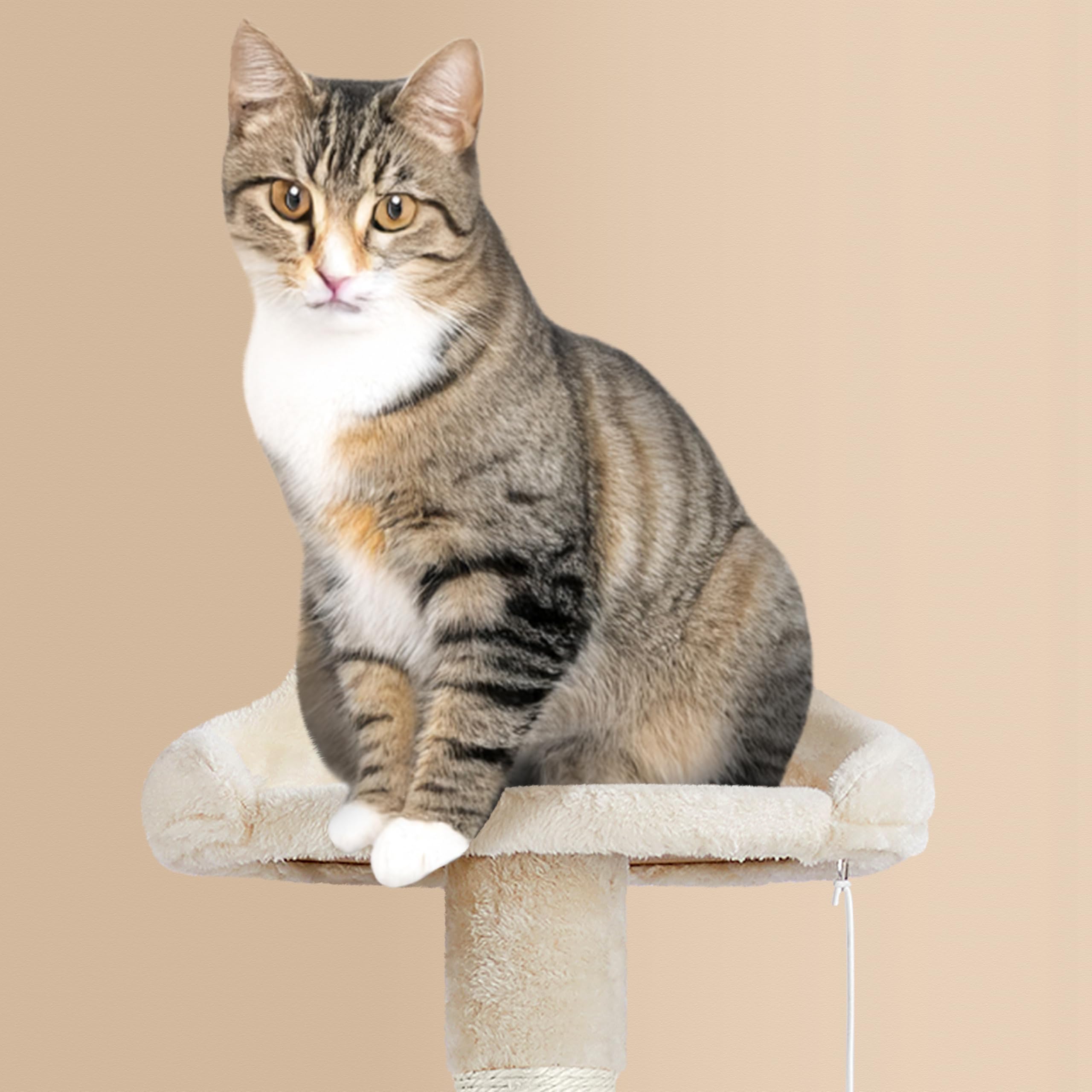 Yaheetech 64.5in Cat Tree Cat Tower Scratching Post, Plush Cover Cat Condo Bed Furniture with Hammock, Platform, Perch for Extra