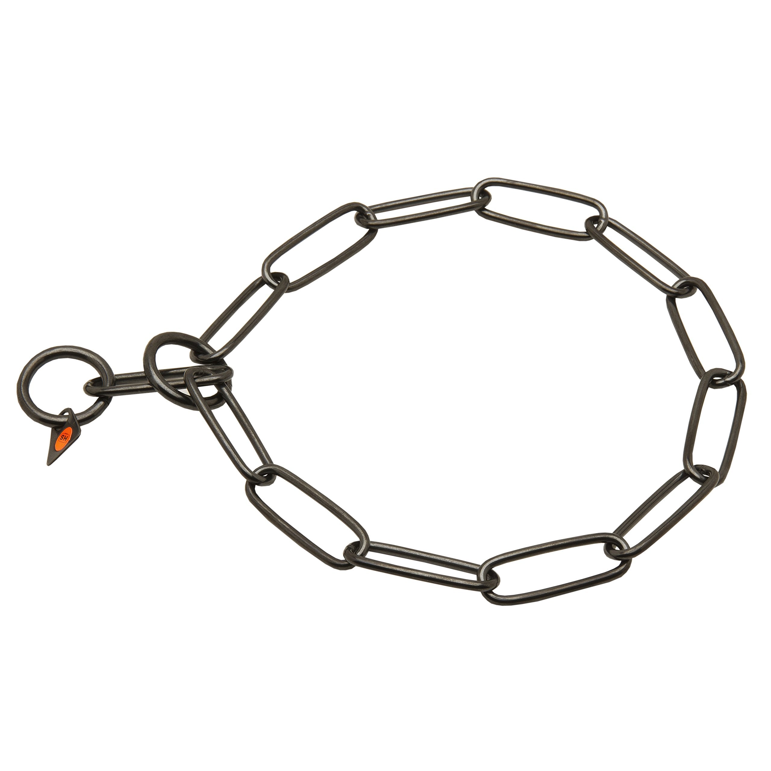 Herm Sprenger Black Stainless Steel Chain Collar For German Shepherd With Long Links - 3 Mm X 21 Inches