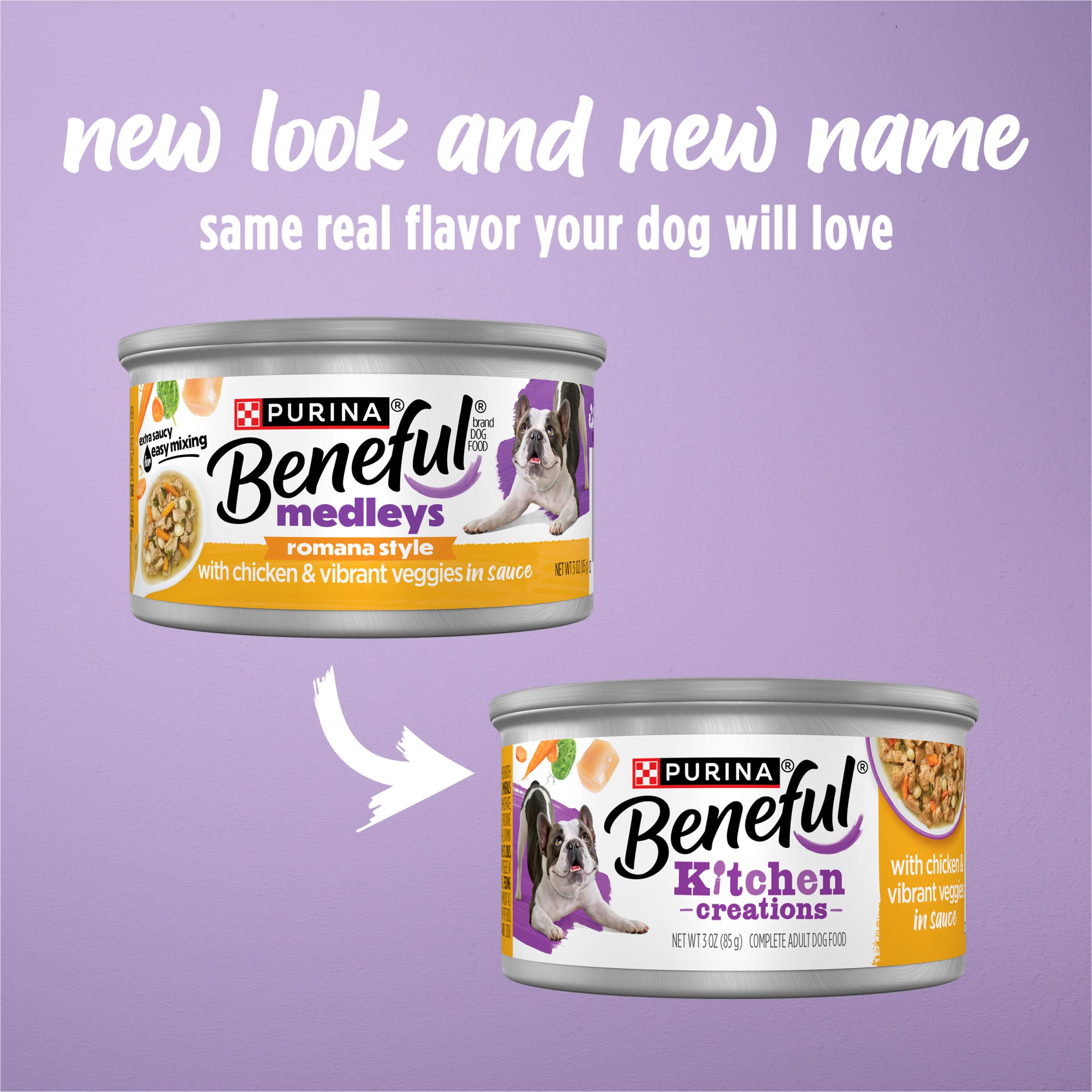 Purina Beneful Wet Dog Food, Medleys Romana Style With Chicken, Carrots, Pasta and Spinach in Sauce - (Pack of 12) 3 oz. Cans