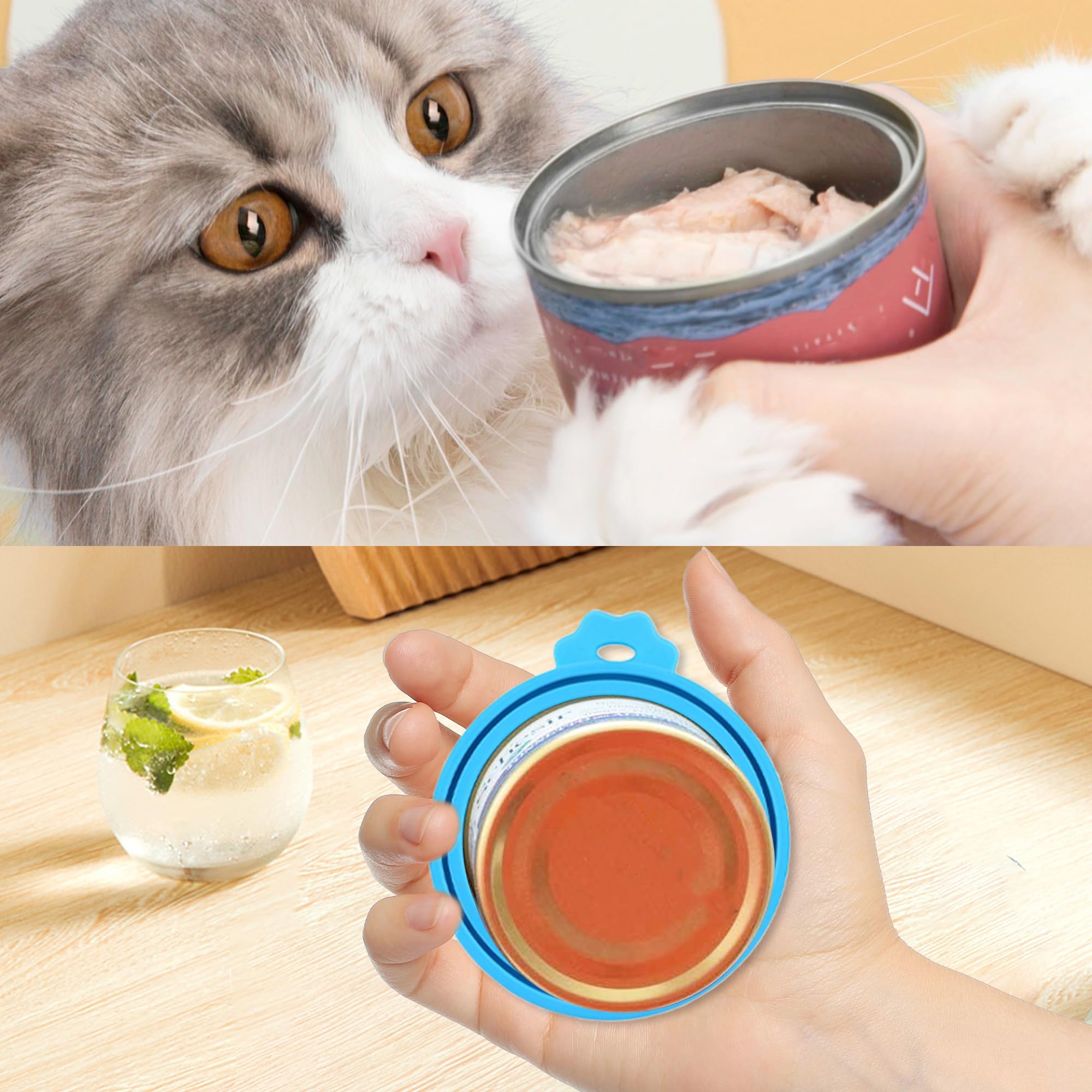 PWOD 2 Pack Pet Food Cans Lids, Silicone Food Can Covers for Dog and Cat, BPA Free/Food Safe/Universal, One Fit Most Standard Si