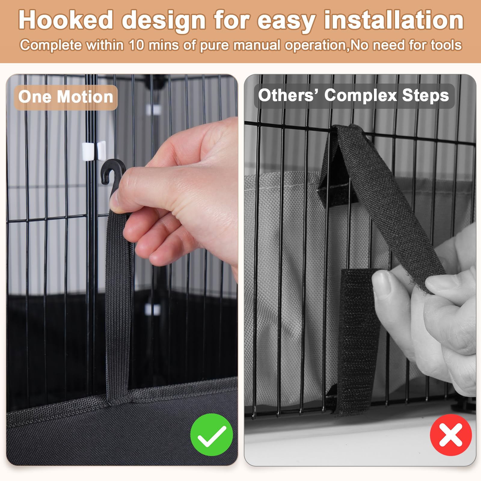 Tresbro Guinea Pig Cage with Waterproof PVC Bottom Liner & One-Hand Release Hook, Triple Fixing C&C Cage for Guinea Pigs, Bunny,