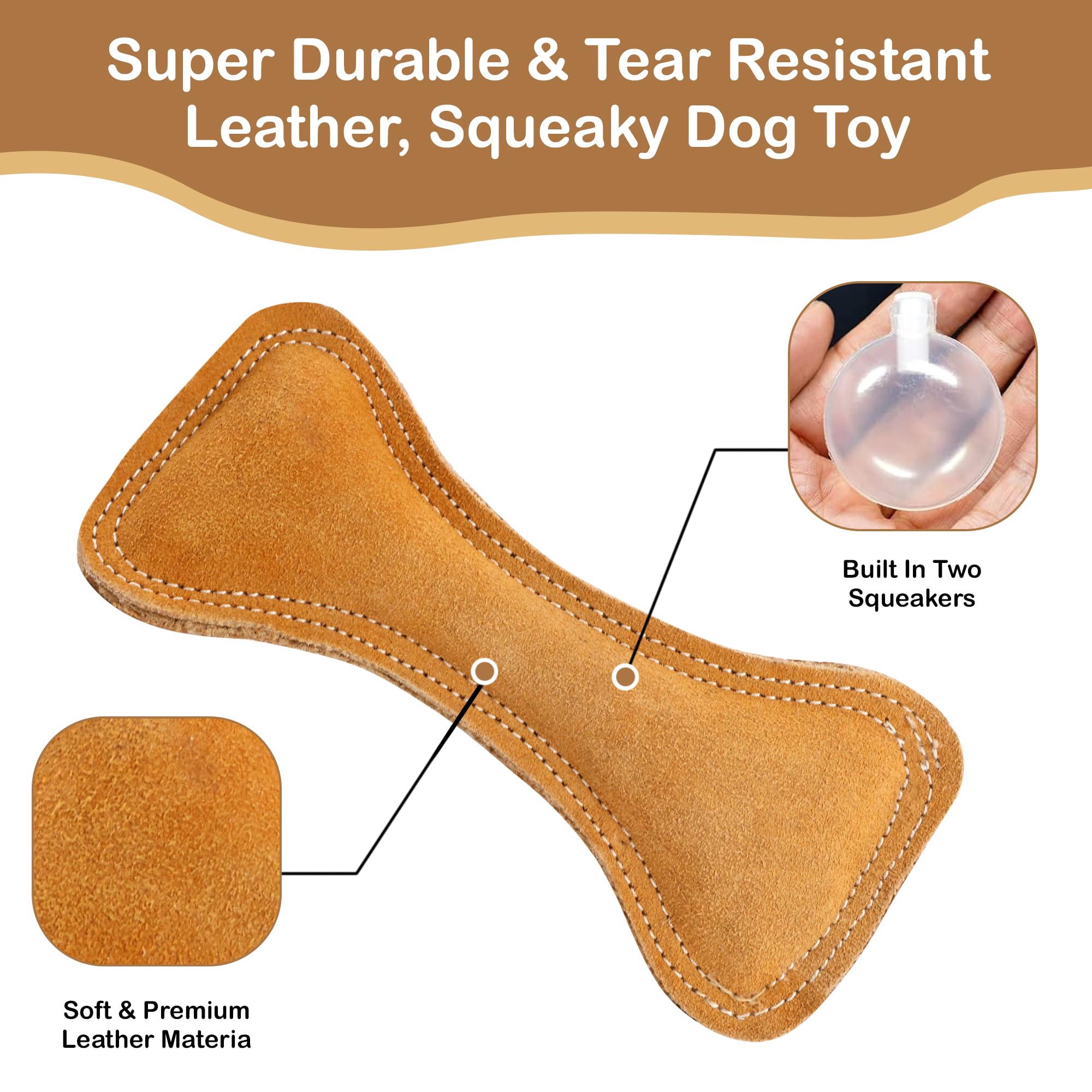 Spot Ethical Pets Dura Fused Leather Bone Dog Toy, 7-Inch