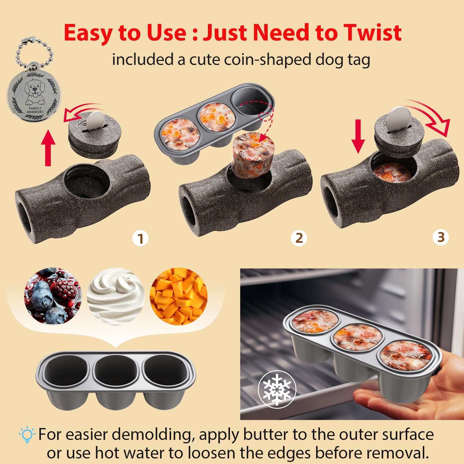 Origintek 3-In-1 Freeze Bone For Dogs, Dog Chew Toys To Keep Them Busy, Peanut Butter Dog Toy For Small Medium Large Dogs
