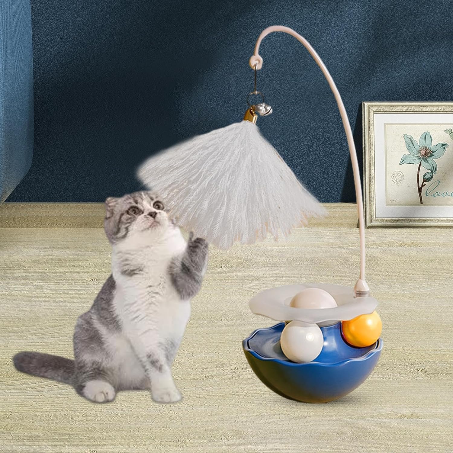 Woofy Interactive Cat Toys Cat Exercise Tumbler For Indoor Cats Game Teasing Kitty, Extra Long Feather Wand Funny Catnip Balls P