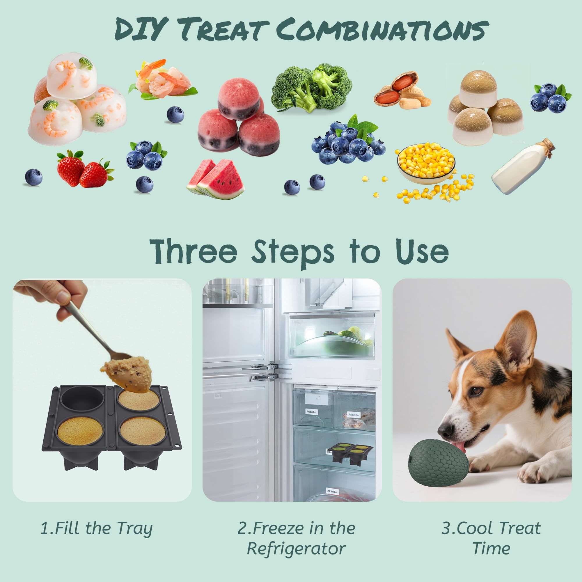 SAMFAT Treat Dispensing Dog Cognitive Toy to Keep Them Busy, Freezable Fillable Rubber Enrichment Lick Toy for Small and Medium
