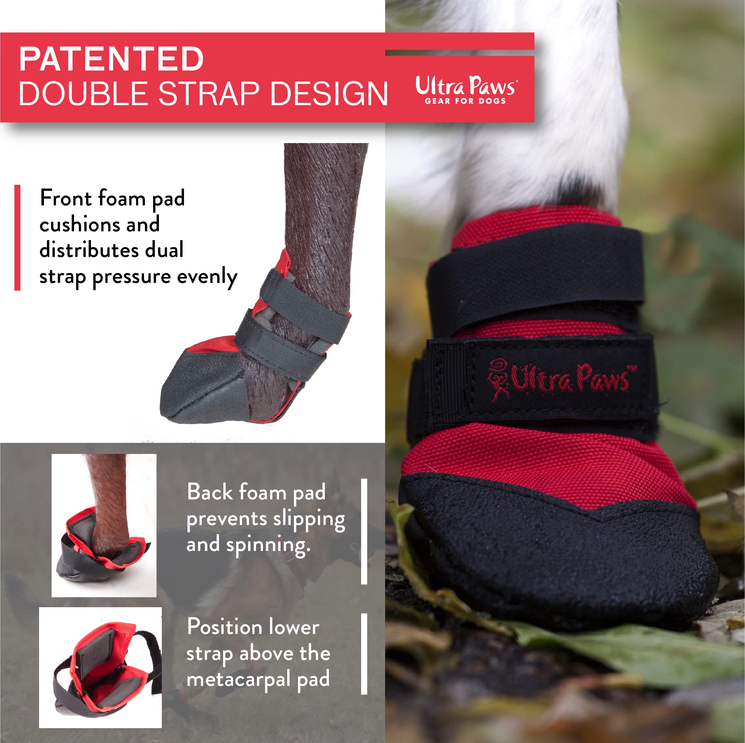 Ultra Paws Durable Dog Paw Protector|Dog Boots|Dog Shoes|Red Light Duty Heat, Water Resistant Dog Booties For Hot Pavement For L