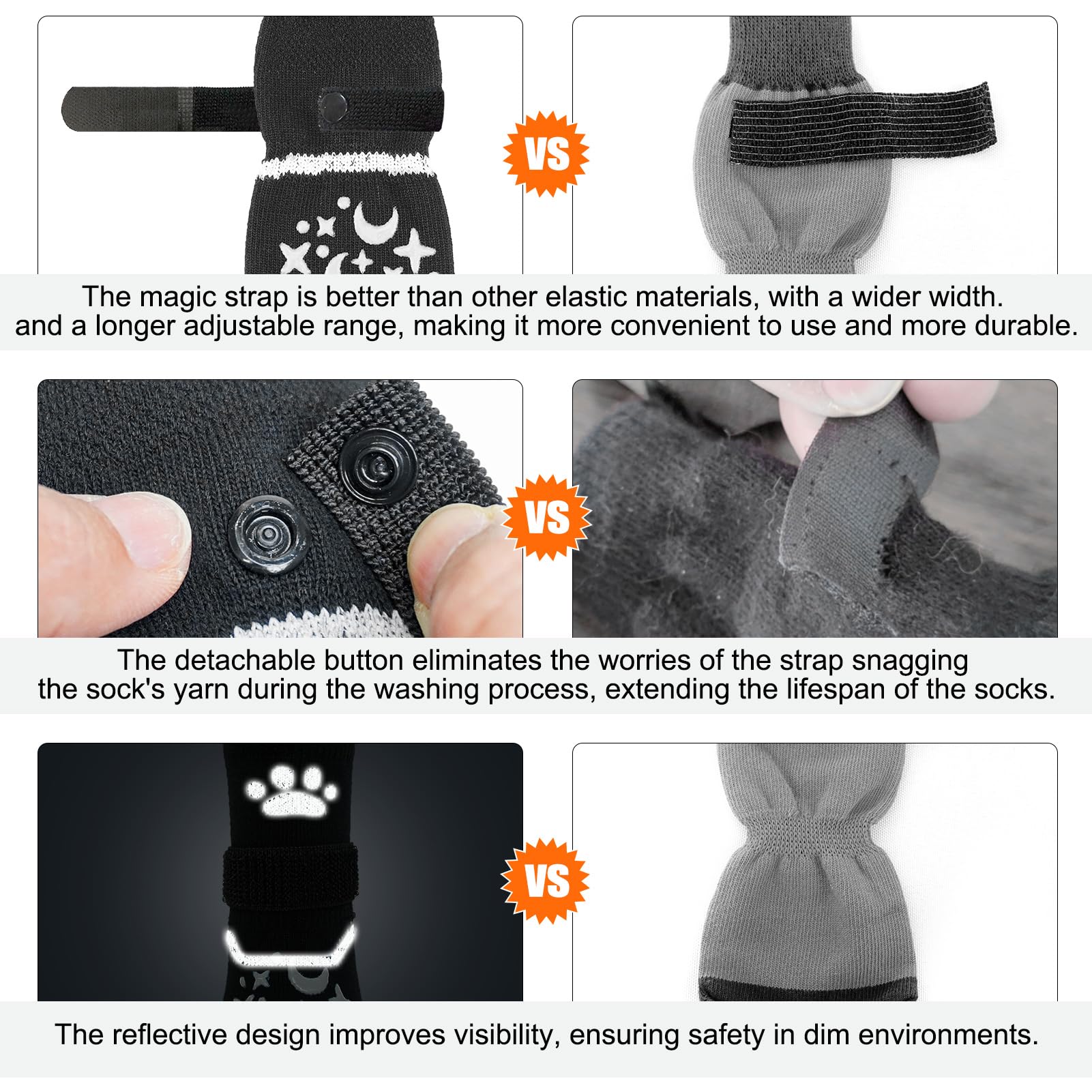 BEAUTYZOO Dog Socks to Prevent Licking Paws for Medium Dogs, Dog Socks for Hardwood Floors Anti Slip, Reflective Dog Snow Socks