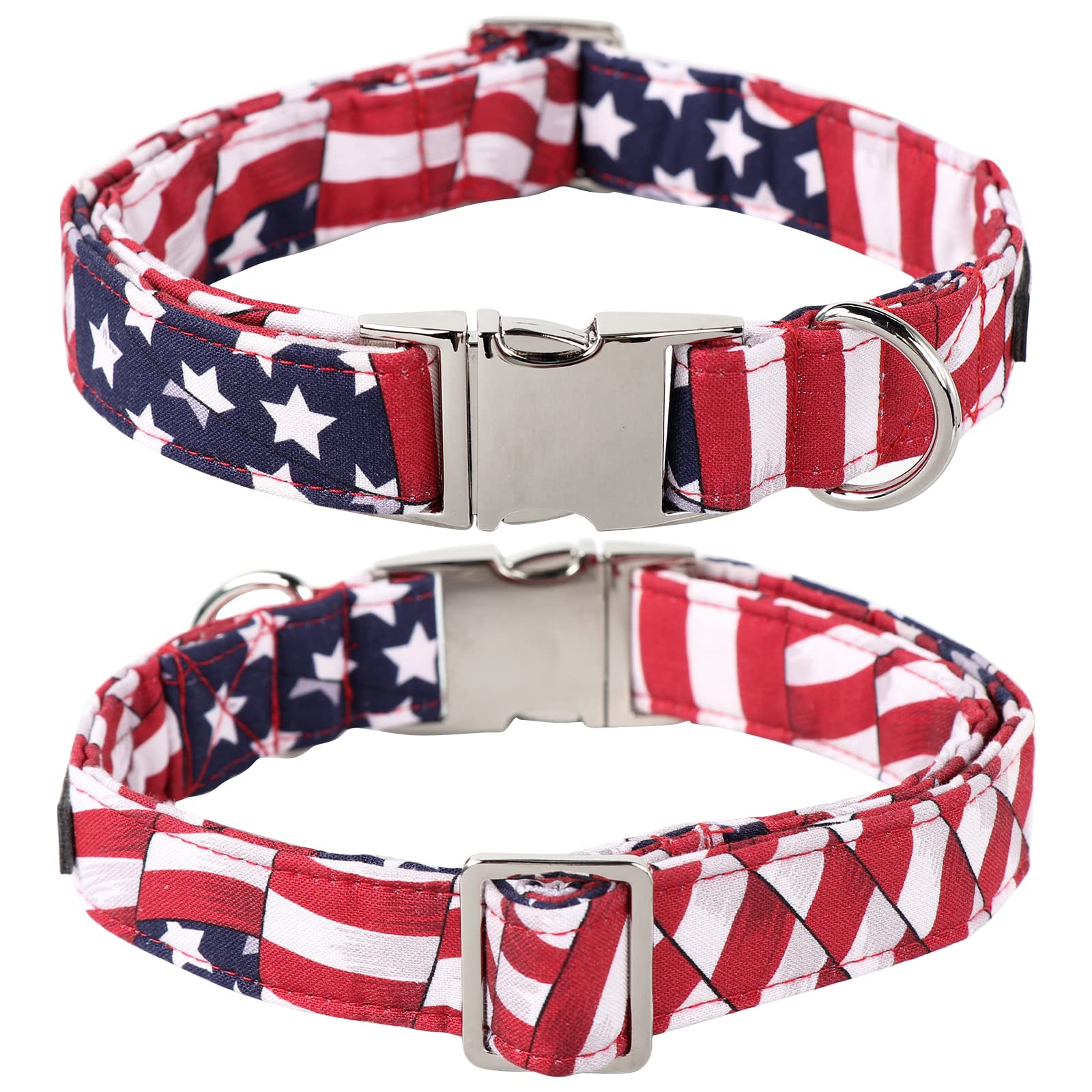 Lionet Paws Patriotic Dog Collar With Sailor Bow, 4Th Of July, Soft And Comfortable Adjustable American Flag Collar For Dogs, X-