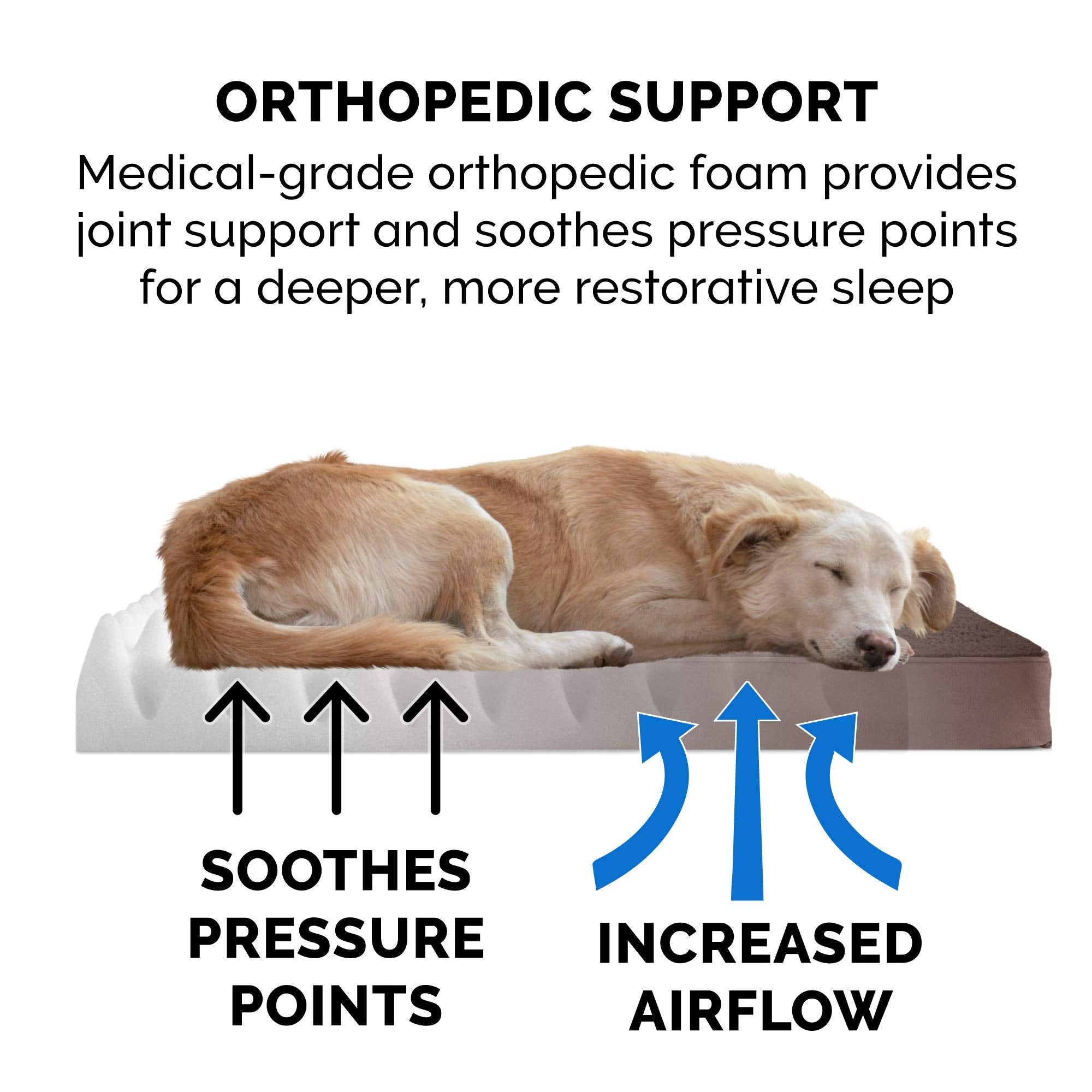 Furhaven Orthopedic Dog Bed for Large Dogs w/ Removable Washable Cover, For Dogs Up to 95 lbs - Terry & Suede Mattress - Espress
