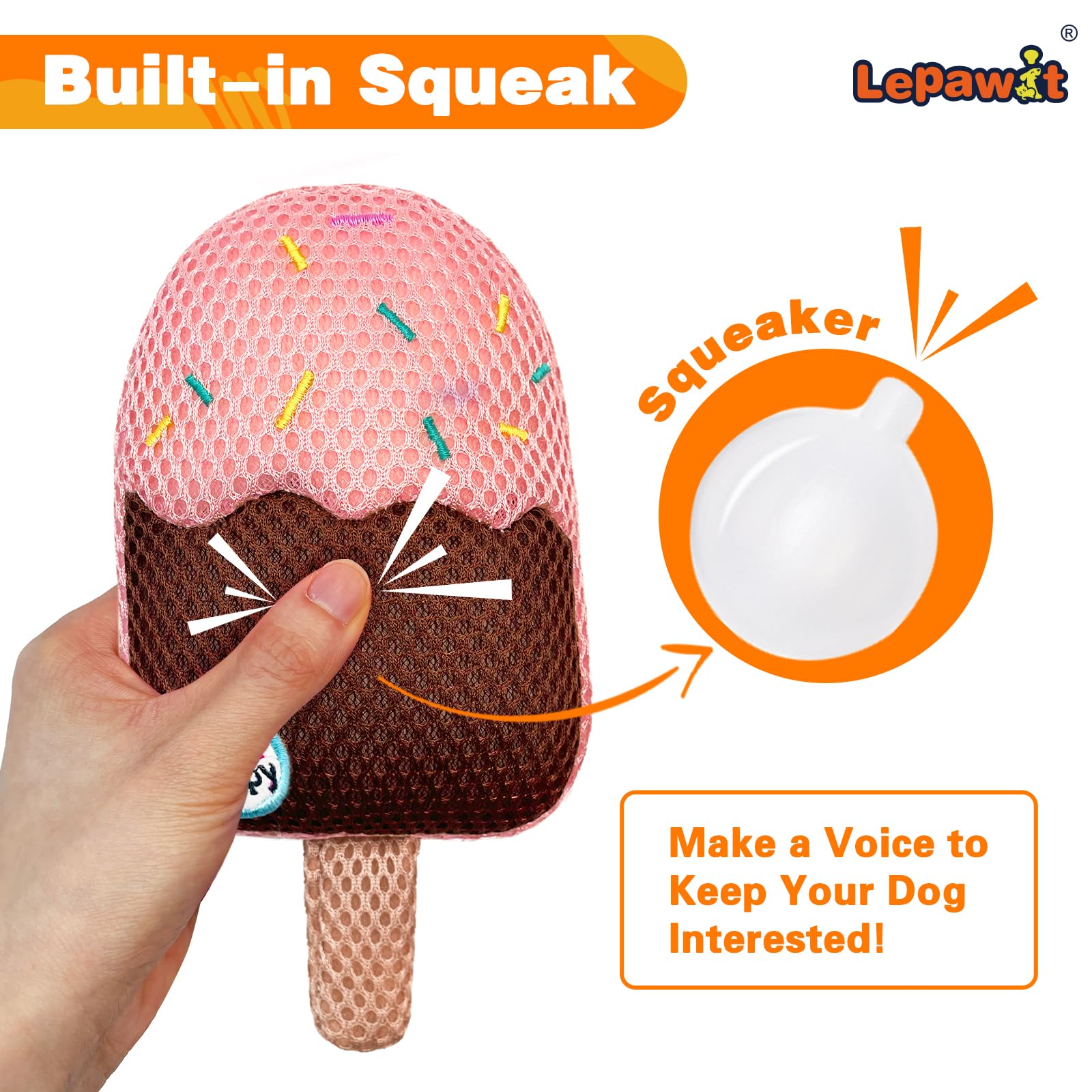 Lepawit Squeaky Dog Toys, Floating Dog Toys For Water Or Pool, Chocolate Ice Cream Dog Gifts For Small And Medium Dogs