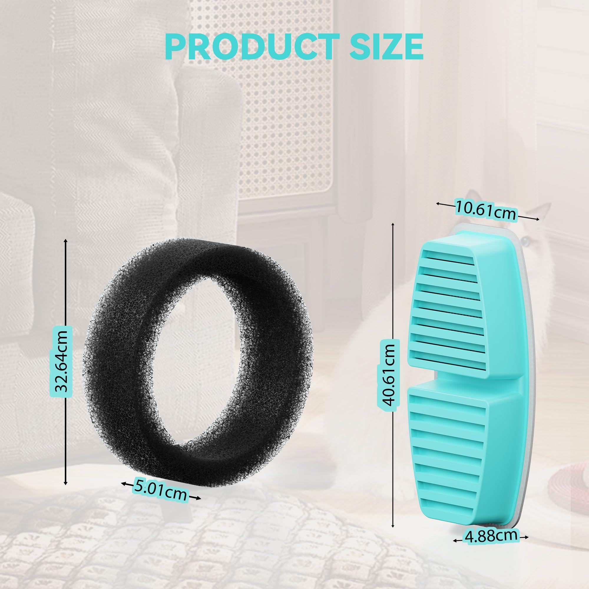 Fofnon Dog Water Fountain Filter: 12 Filters - 6 Pieces + 6 Sponges - Suitable For Wired Dog/Cat Fountain