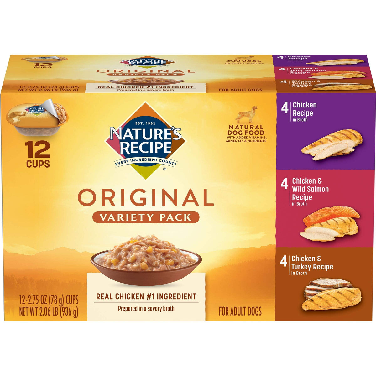Nature'S Recipe Wet Dog Food, Variety Pack, 2.75 Ounce Cup (Pack Of 12) - Packaging May Vary