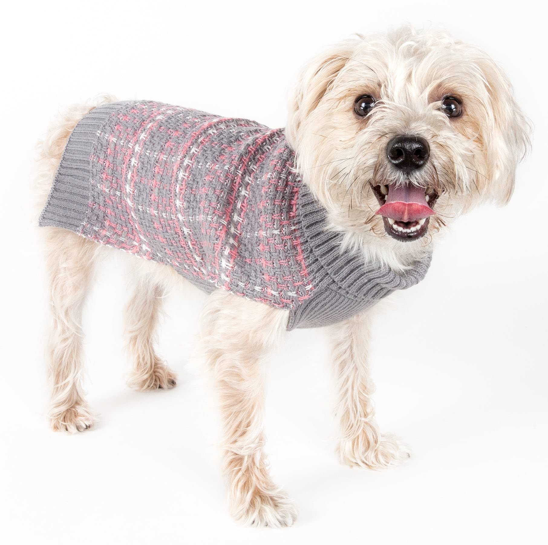 Pet Life  Symphony Static Pet Sweater - Designer Heavy Cable Knitted Dog Sweater with Turtle Neck - Winter Dog Clothes Designed 