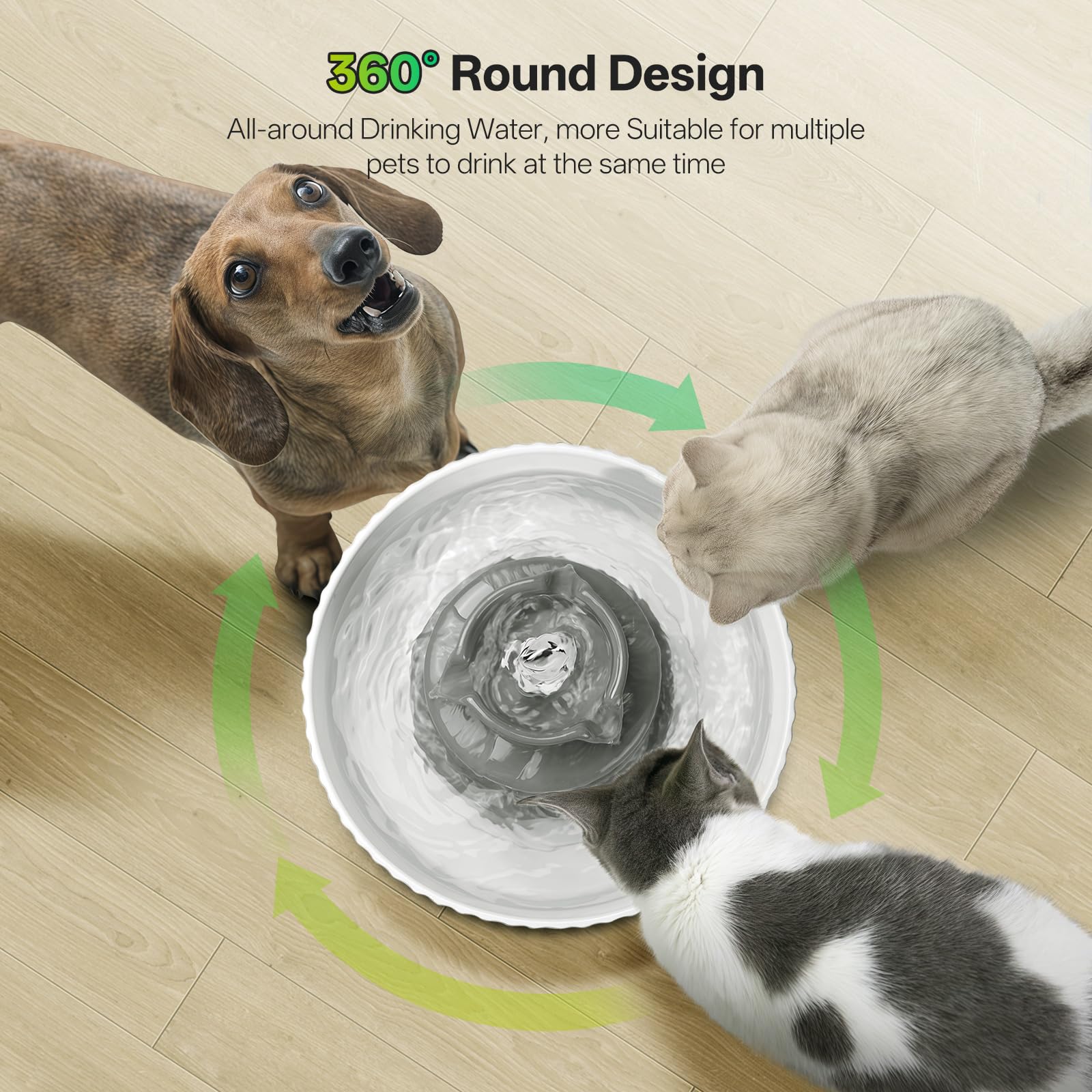 Ceramic Cat Water Fountain, 2.1L/70oz Porcelain Pet Drinking Dispenser with 4 Set Replacement Filter & Sponge, Automatic Dog Wat