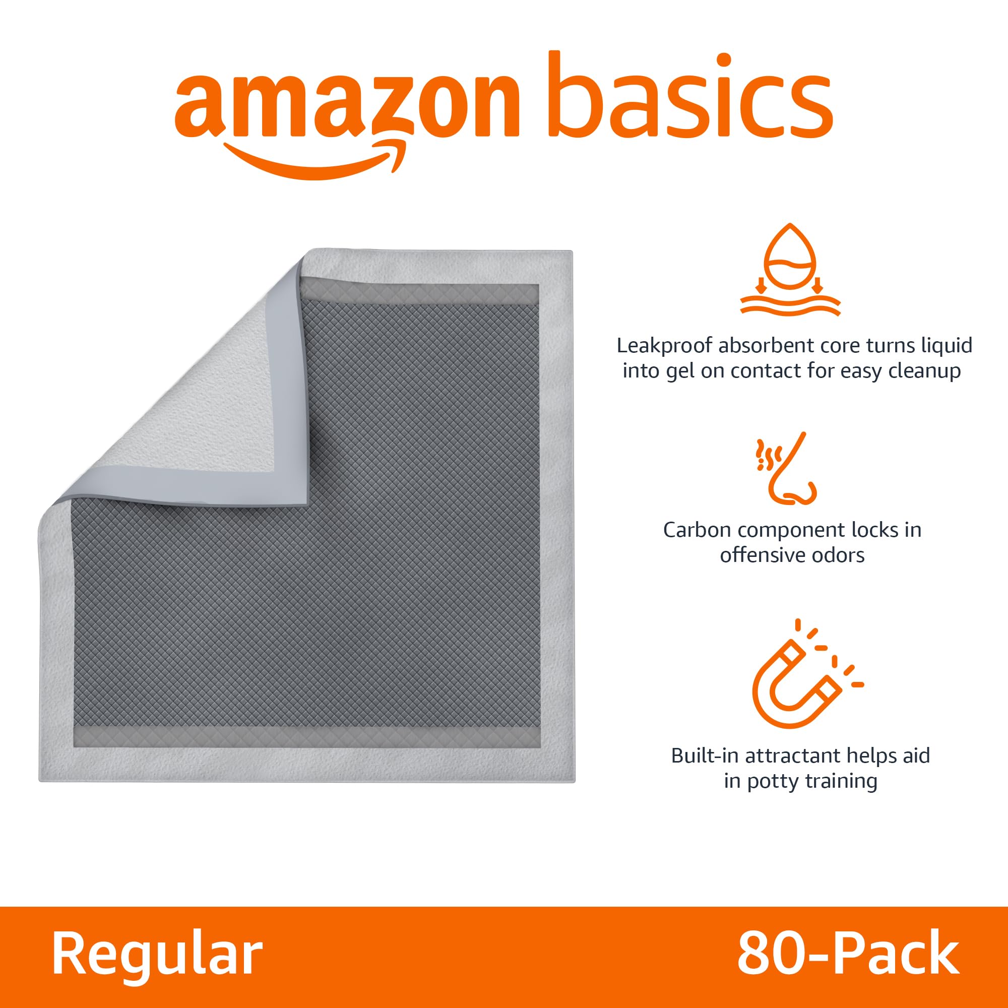 Amazon Basics Dog and Puppy Pee Pads with 5-Layer Leak-Proof Design and Super Absorbent Surface for Potty Training, Odor-Control