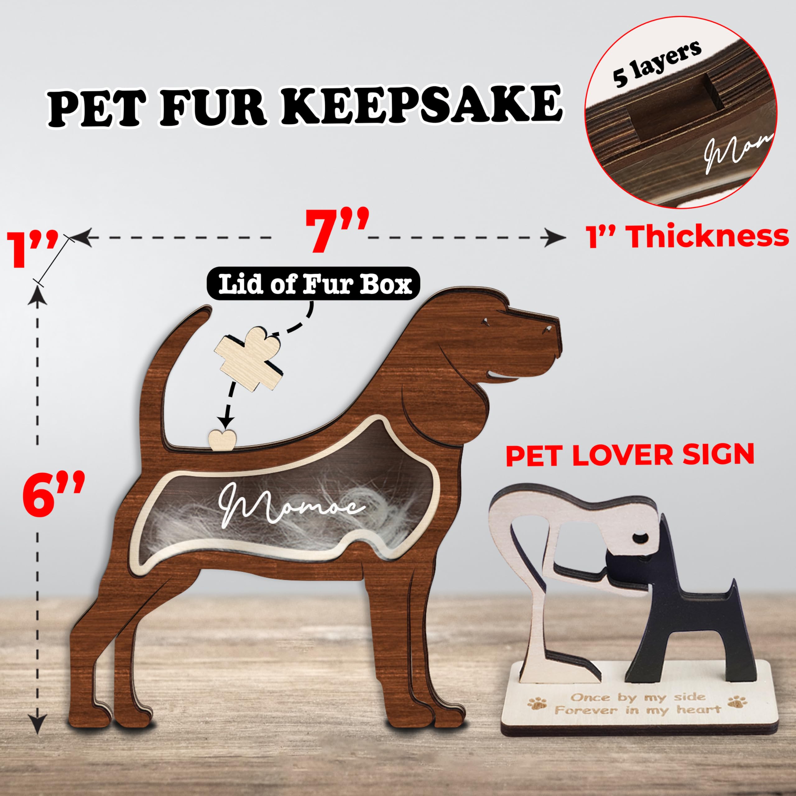 Beagles Dog Hair Keepsake Box Wooden Pet Fur Gifts For Dog Cat Unique Dog Shape Standable Tabletop Decor Pet Dog Memorial Idea G
