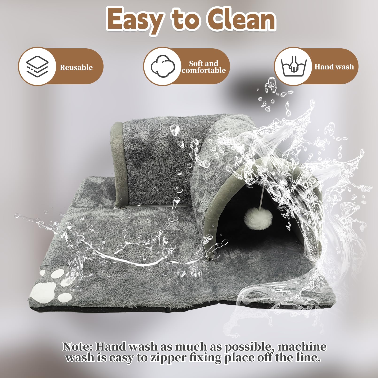 Pinvnby Guinea Pig Hideout Tunnel With Removable Base & 2 Liners And Washable Soft Rabbit Bed & Small Animal Tunnel Tube Cage Ac