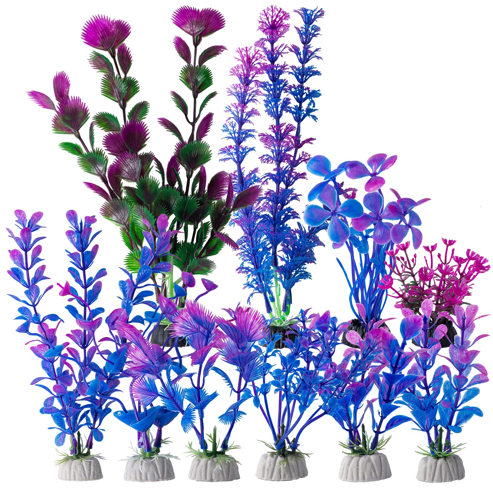 COMSUN 10 Pack Artificial Aquarium Plants, Small Size 4 inch Approximate Height Fish Tank Decorations Home D  cor Plastic Purple
