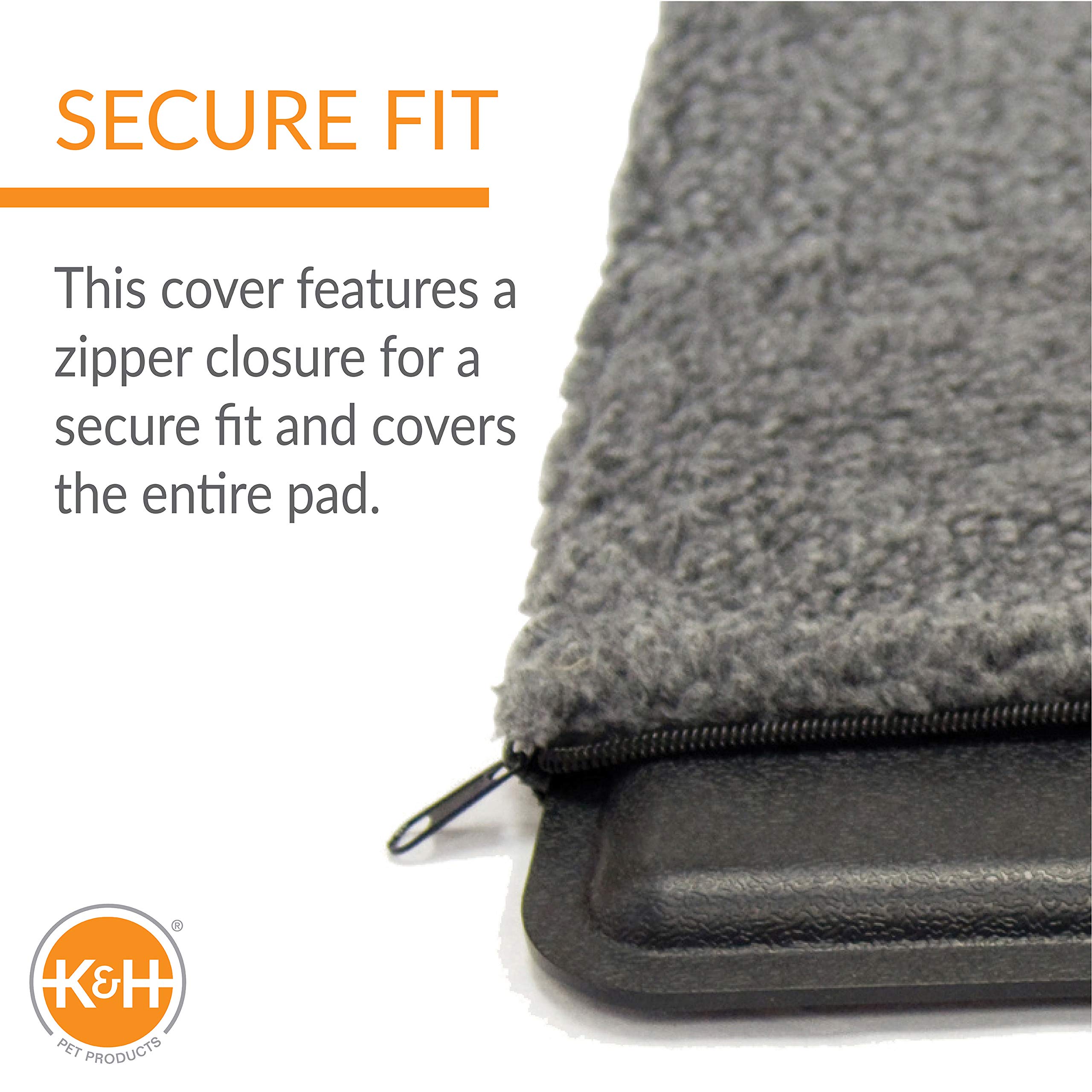 K&H Pet Products Extreme Weather Kitty Pad / Small Lectro-Kennel Outdoor Heated Pad Replacement Cover, Zipper Closure, Soft & Breathable - 18.5 X 12.5In Gray Fleece (Heated Pads Sold Separately)