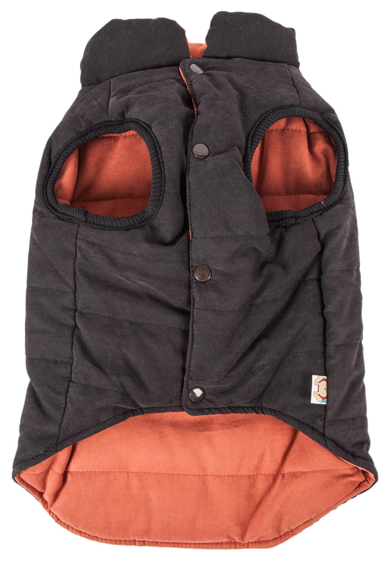 TOUCHDOG 'Waggin Swag' Fashion Designer Reversible 3M Insulated Pet Dog Coat Jacket, X-Small, Brown / Orange