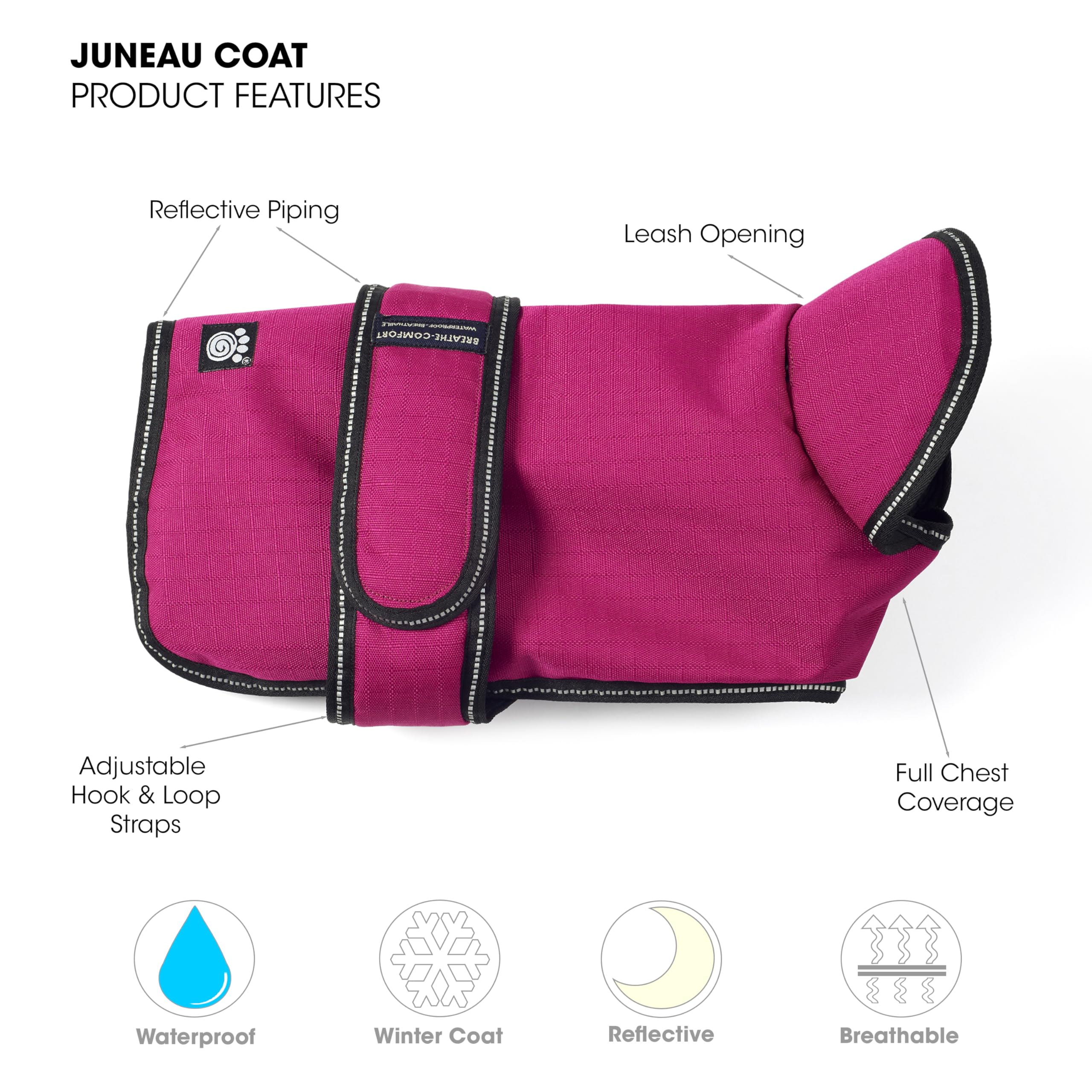 Petrageous 7303Mlg Juneau Waterproof Winter Dog Coat With Full Chest Coverage And Leash Opening - 19-Inch Long Heavyweight Jacke