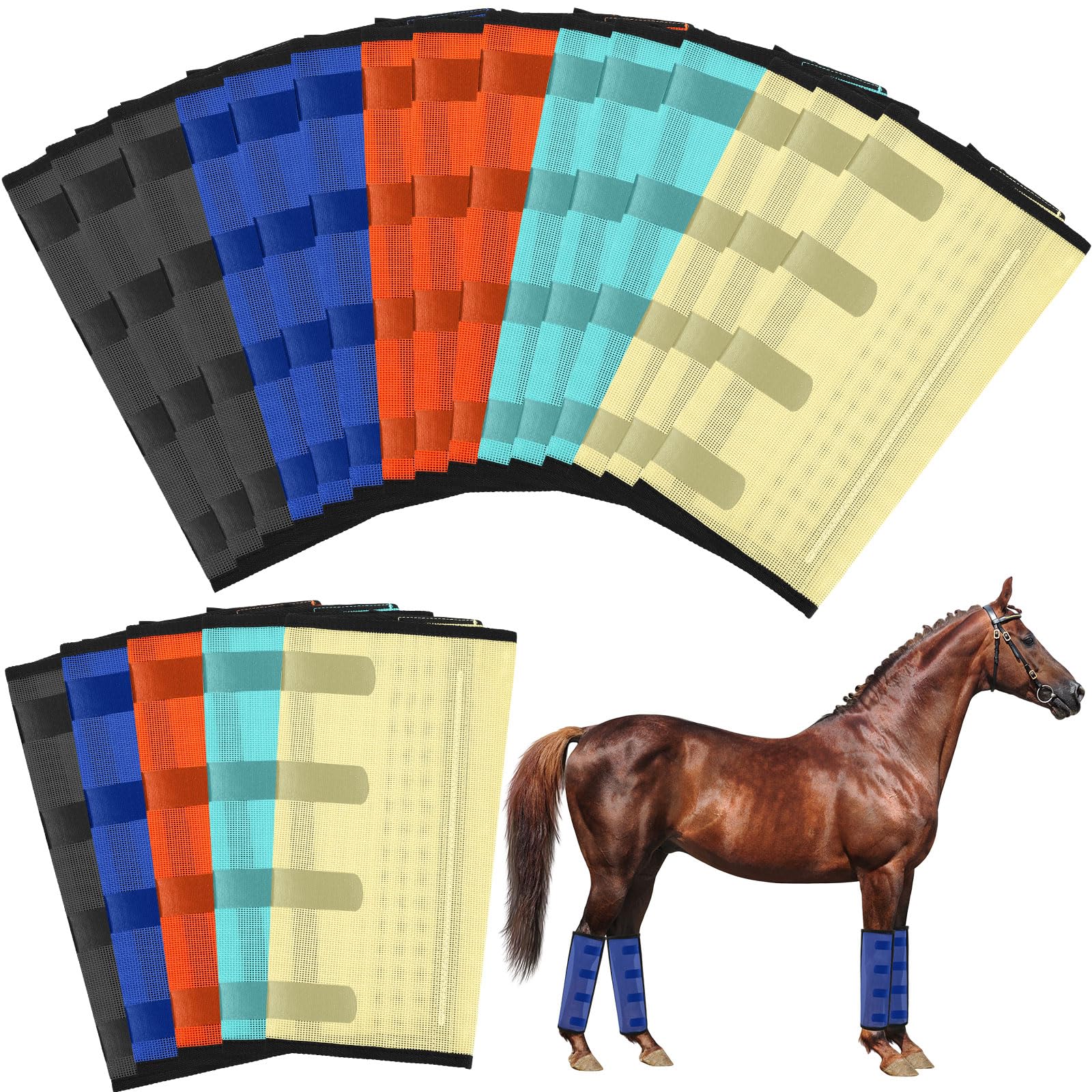 Paterr 20 Pcs Mesh Fly Boots For Horse Breathable Horse Leggings Mesh Horse Boots Protective Horse Leg Horse Fly Leggings Horse 